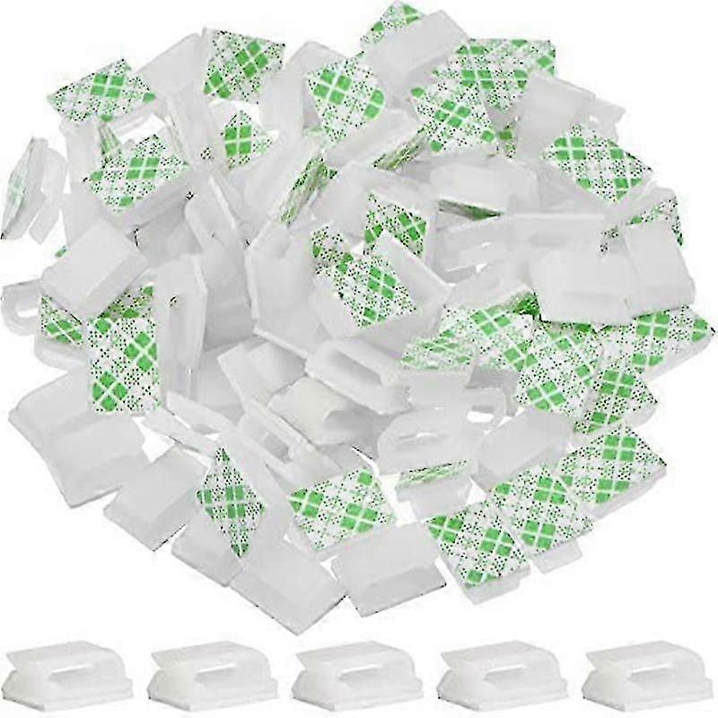 100pcs White Adhesive Cable Clamps 13x10mm for Cable Management