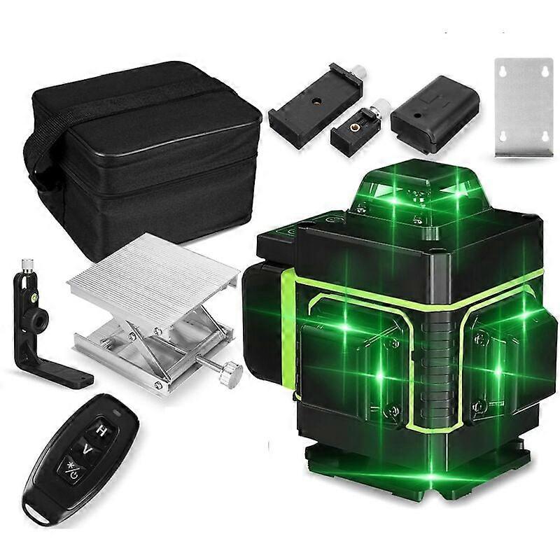 4D Laser Level 16 Lines Green Light 360° Cross Line Self-Leveling Measuring Tool LED Display