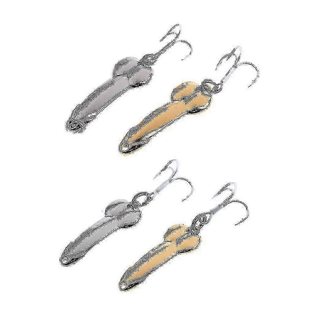 4 Stück Metalllöffel Angelköder mit Drilling-Haken - Langlebige harte Köder