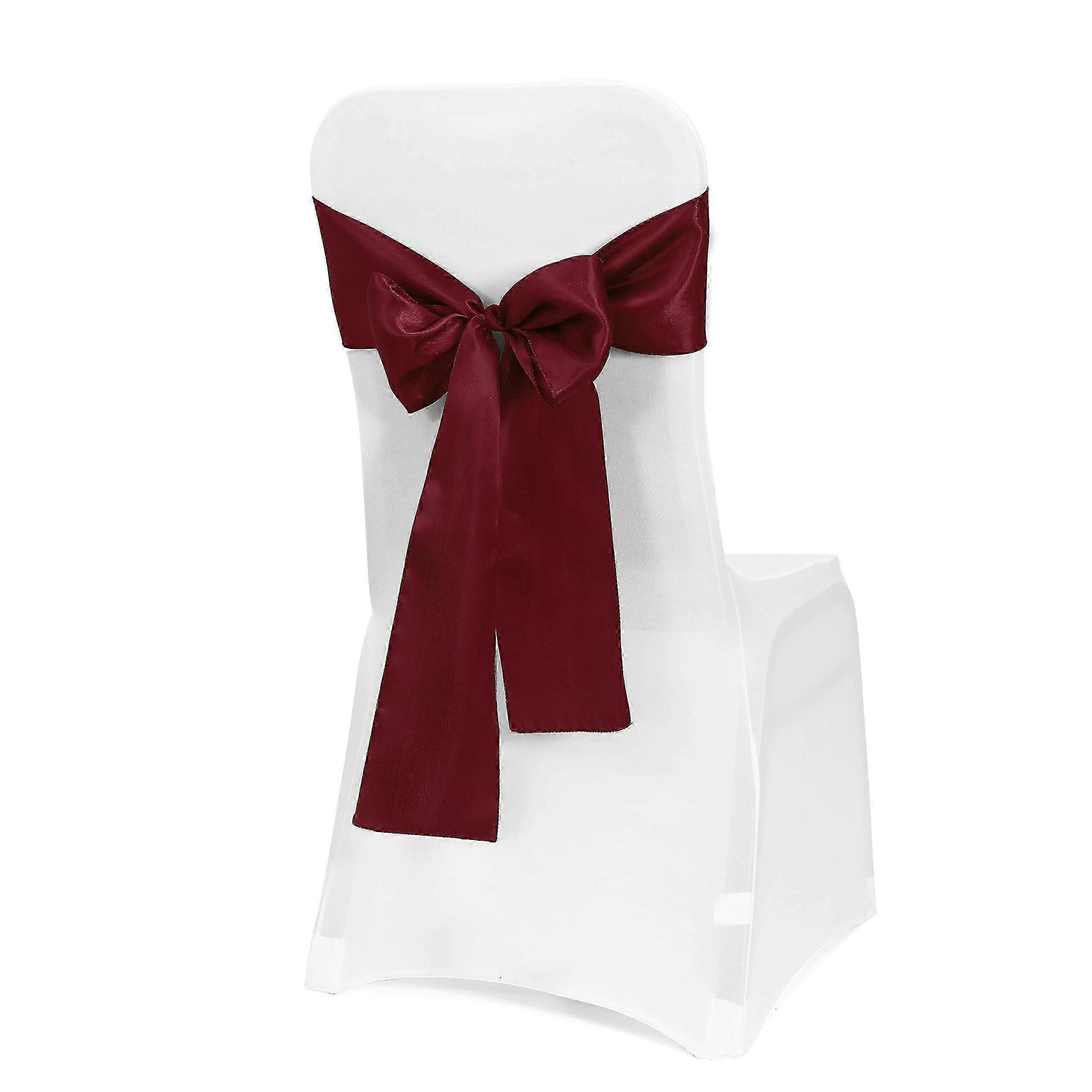 50 Burgundy Satin Chair Sashes and Bows for Event Decoration Suitable for Various Occasions