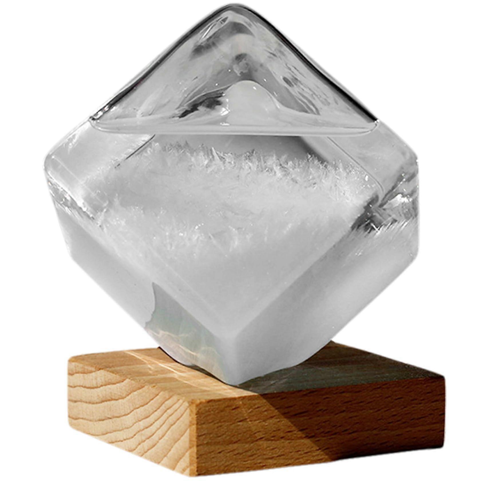 Storm Glass, Clear Water Cube Storm Glass Weather Predictor with Wooden Base