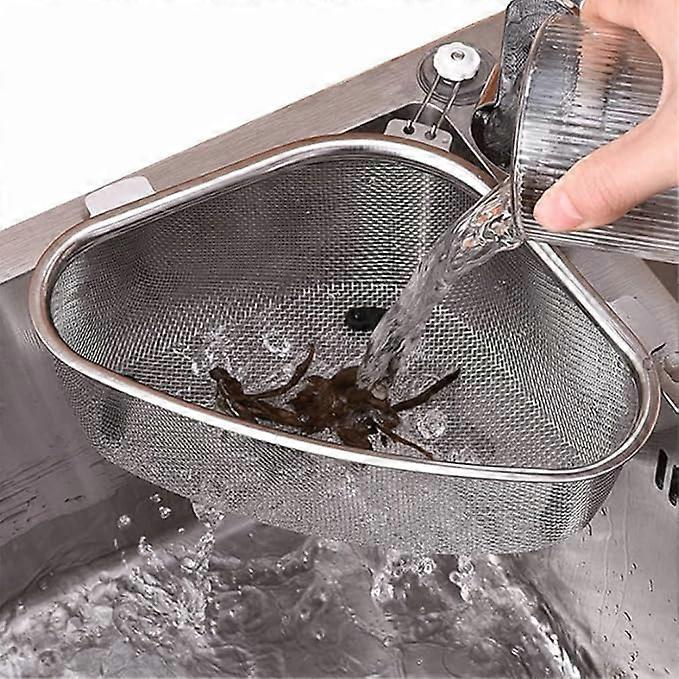 Sink drain basket - drain basket - Hanging drain basket - Corner strainer triangle - 22*15.5*8cm - stainless steel - for vegan fruit - Multifunctiona