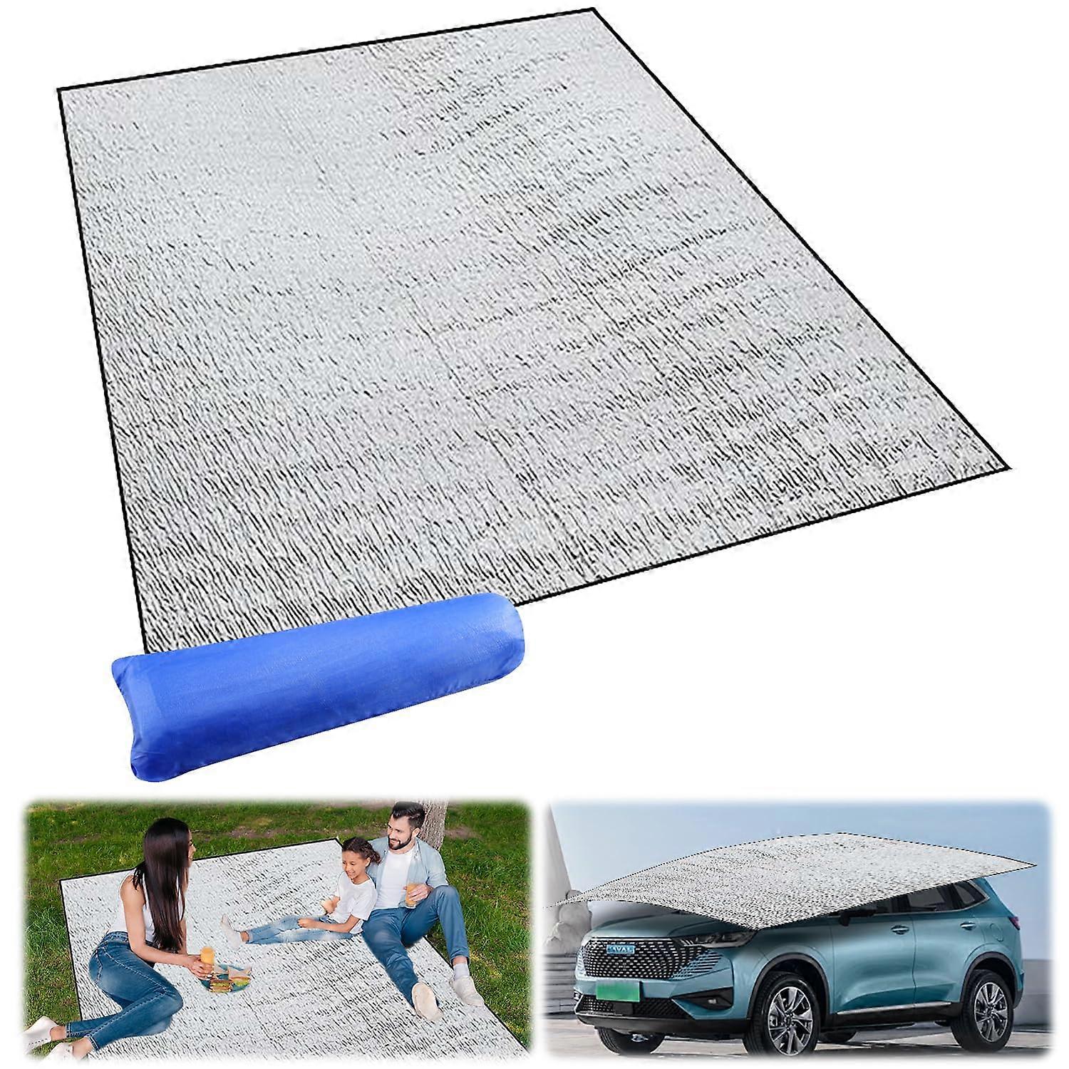 Aluminium Foil Insulation Mat, 200 x 150 cm, Camping Thermal Blanket, Outdoor Sleeping Mat, Foldable for Camping, Yoga, Sports