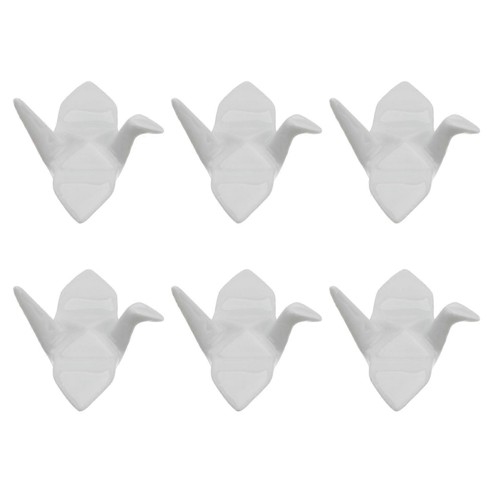 6 Pcs Japanese-style Ceramics Chopsticks Rests Handmade Thousand Paper Crane Chopsticks Holder Fork Holder Rack - 5.5x5x3cm (White)