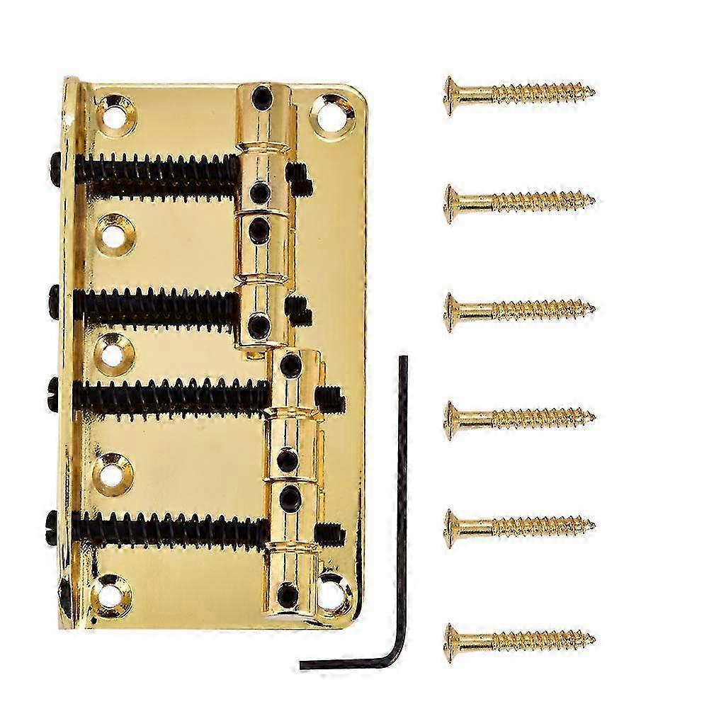 Professional Metal Four string Bass Bridge for 4 string Electric Bass Guitar (Golden) Edition 0617