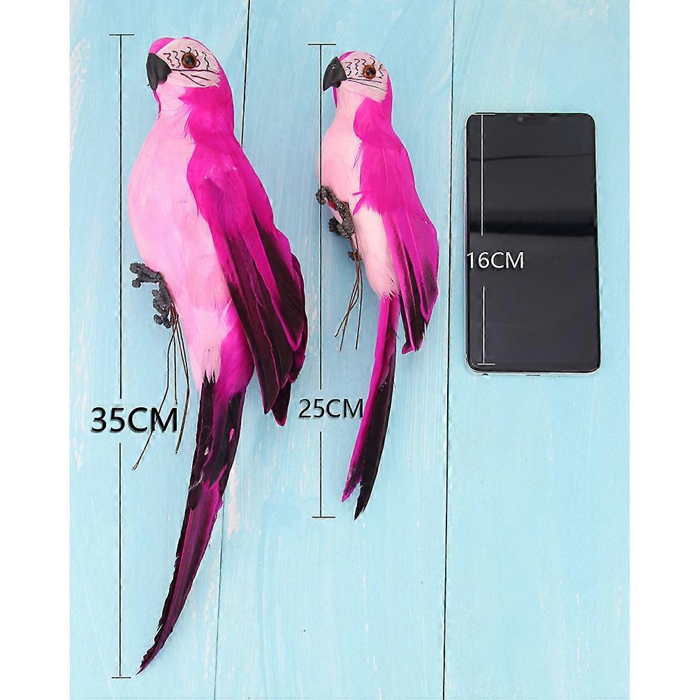 Rosy Garden Simulation Parrot Bird Ornament Decorative Statue for Home Office Lawn Balcony Craft Gift