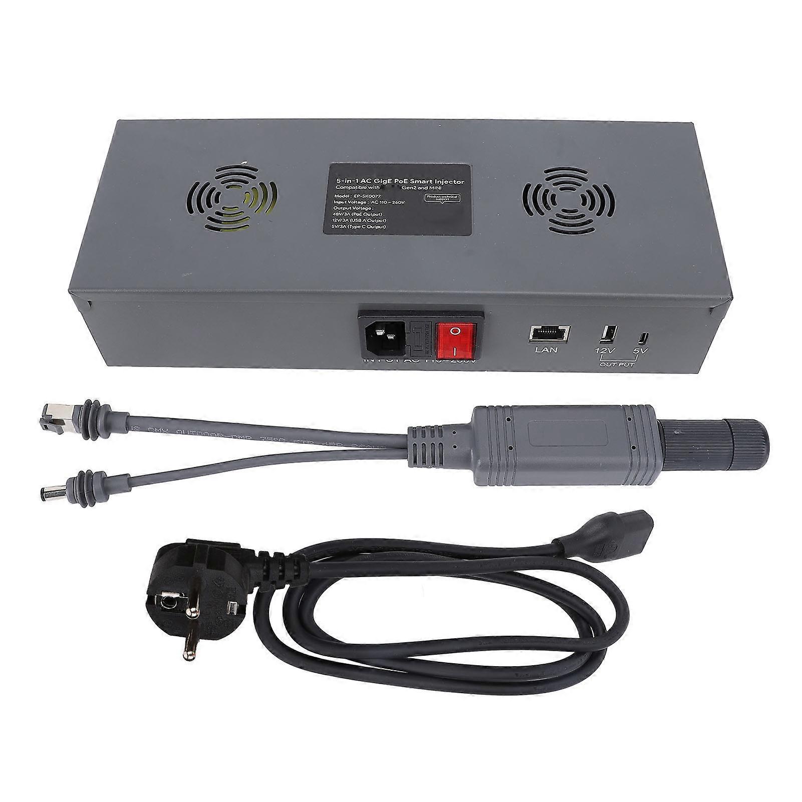 PoE Splitter Kit 150W DC48V 3A Output Gigabit PoE Injector with USB A and Type C for Mini Dish