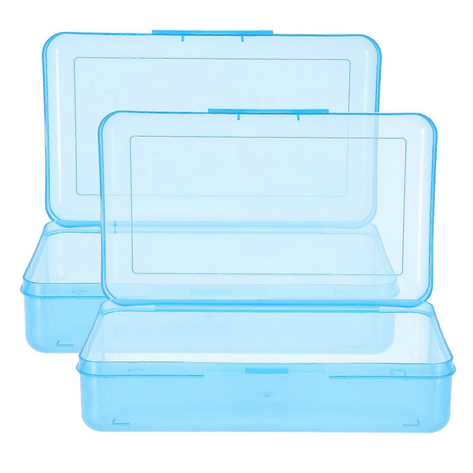 Plastic Pencil Box Student Pencil Case Translucent Stationery Box For Office Use Rectangular Shape PP Material 2Pcs