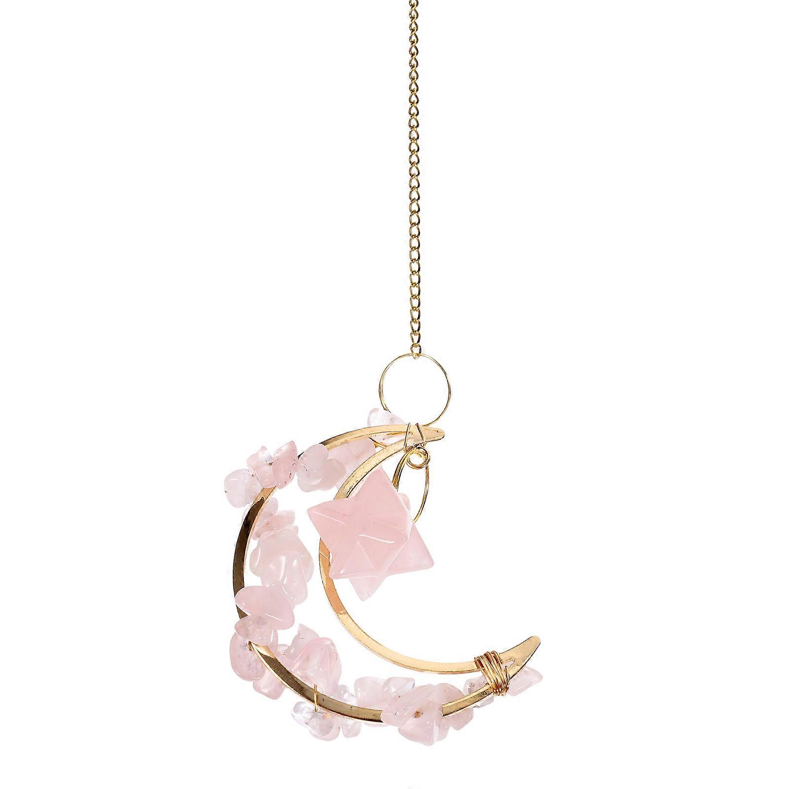 Moon Shaped Crystal Prism Sun Catcher Hanging Ornament for Windows – Lightweight Garden Pendant with Delicate Hollow Design for Decorative Home Use