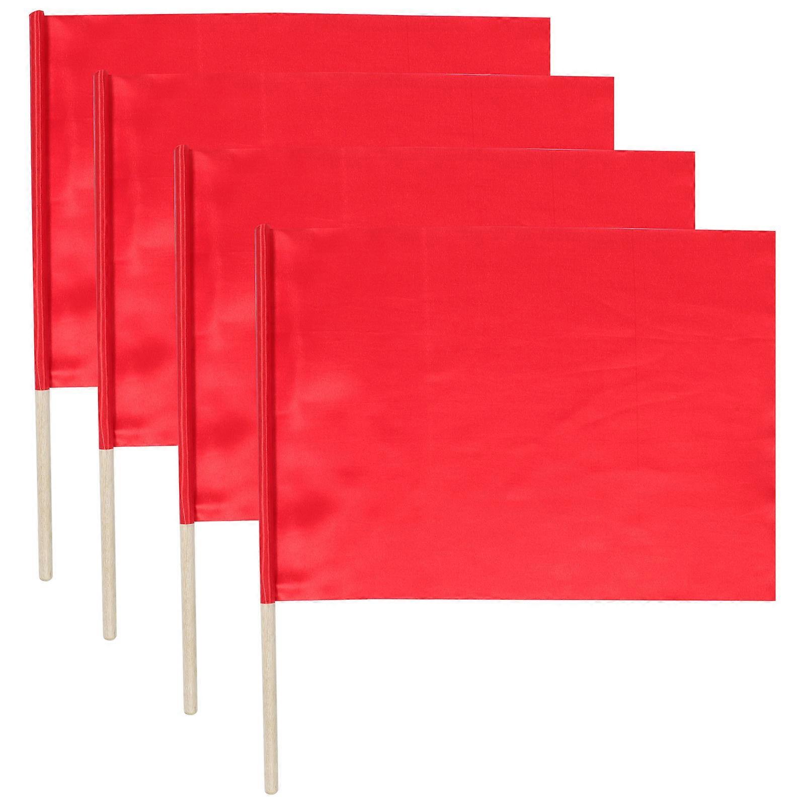 Competition Referee Flag Hand Flags Outdoor Sports 4Pcs Red Polyester Durable Material