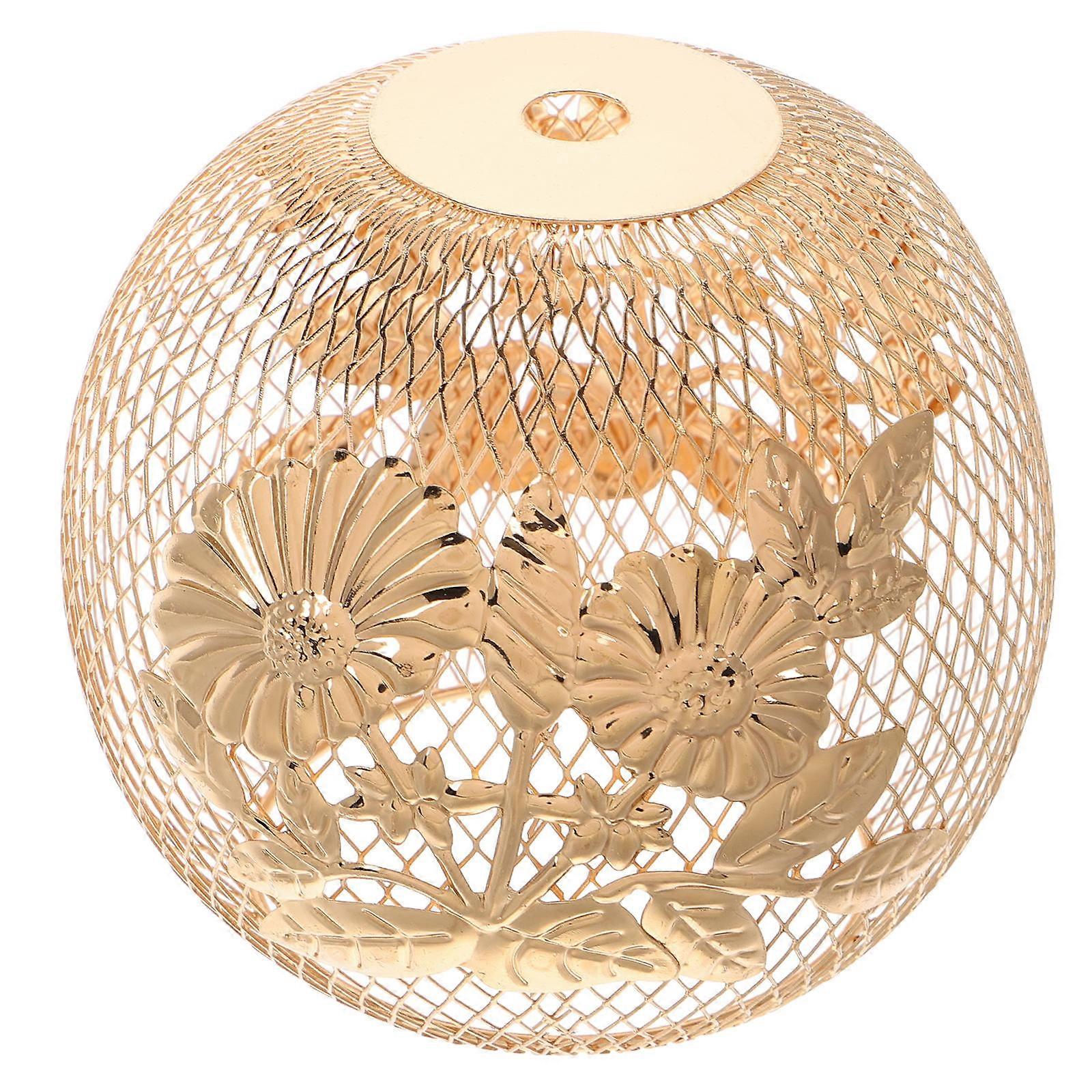 Iron Wire Lampshade Vintage Cylinder Candle Shade with Elegant Rustic Charm for Home Golden Finish