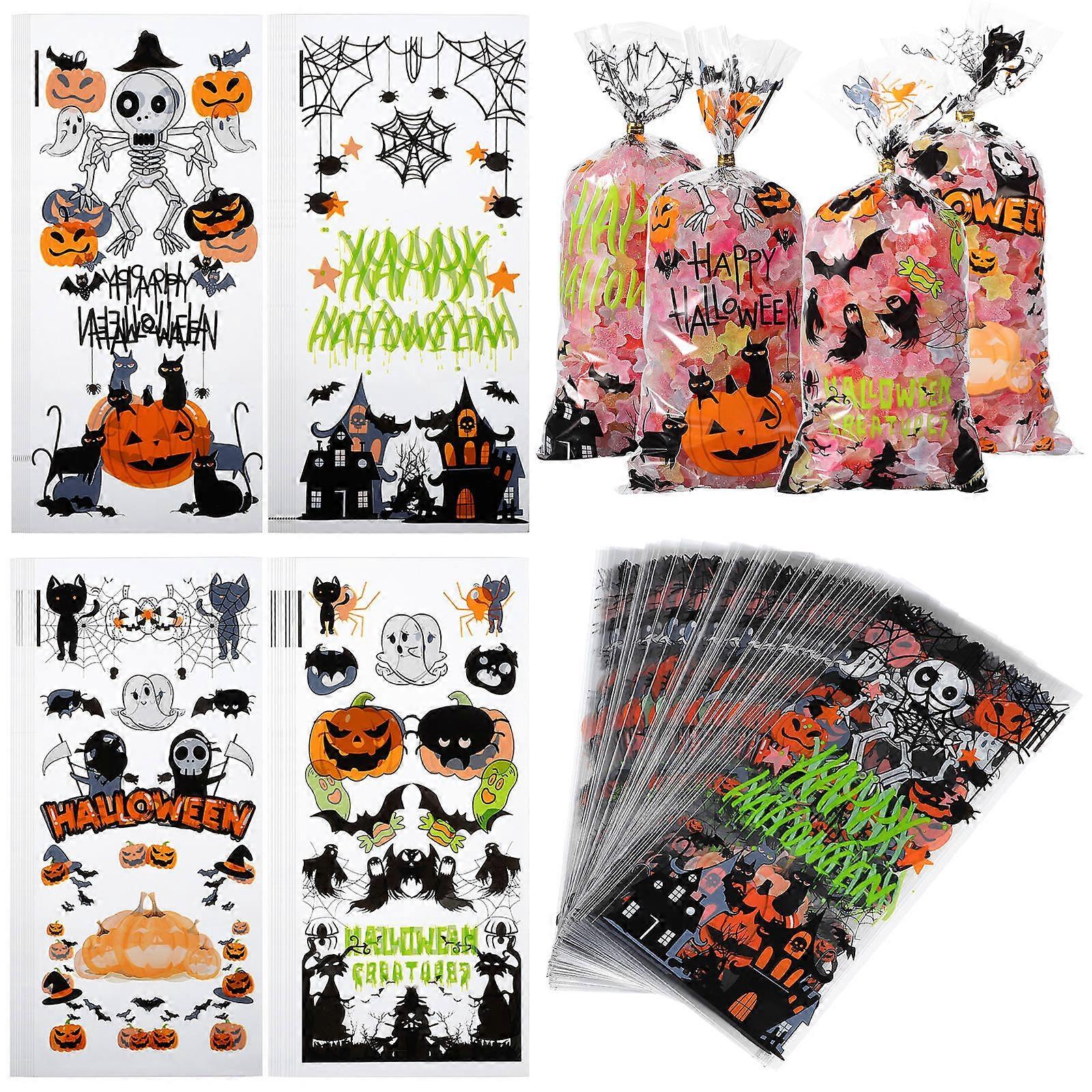 Halloween Treat Bags with Ties – 120 Pcs Plastic Candy Packaging for Sweets, Cookies, and Party Decorations – Multi Use Bags for Halloween and More