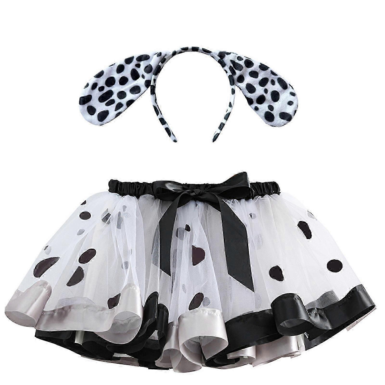 女の子チュールスカートショートドレスキッズコスチュームペアリング帽子、ファッショナブルなフリルドレスパーティー衣装チュチュドレス黒と白のうなずきS