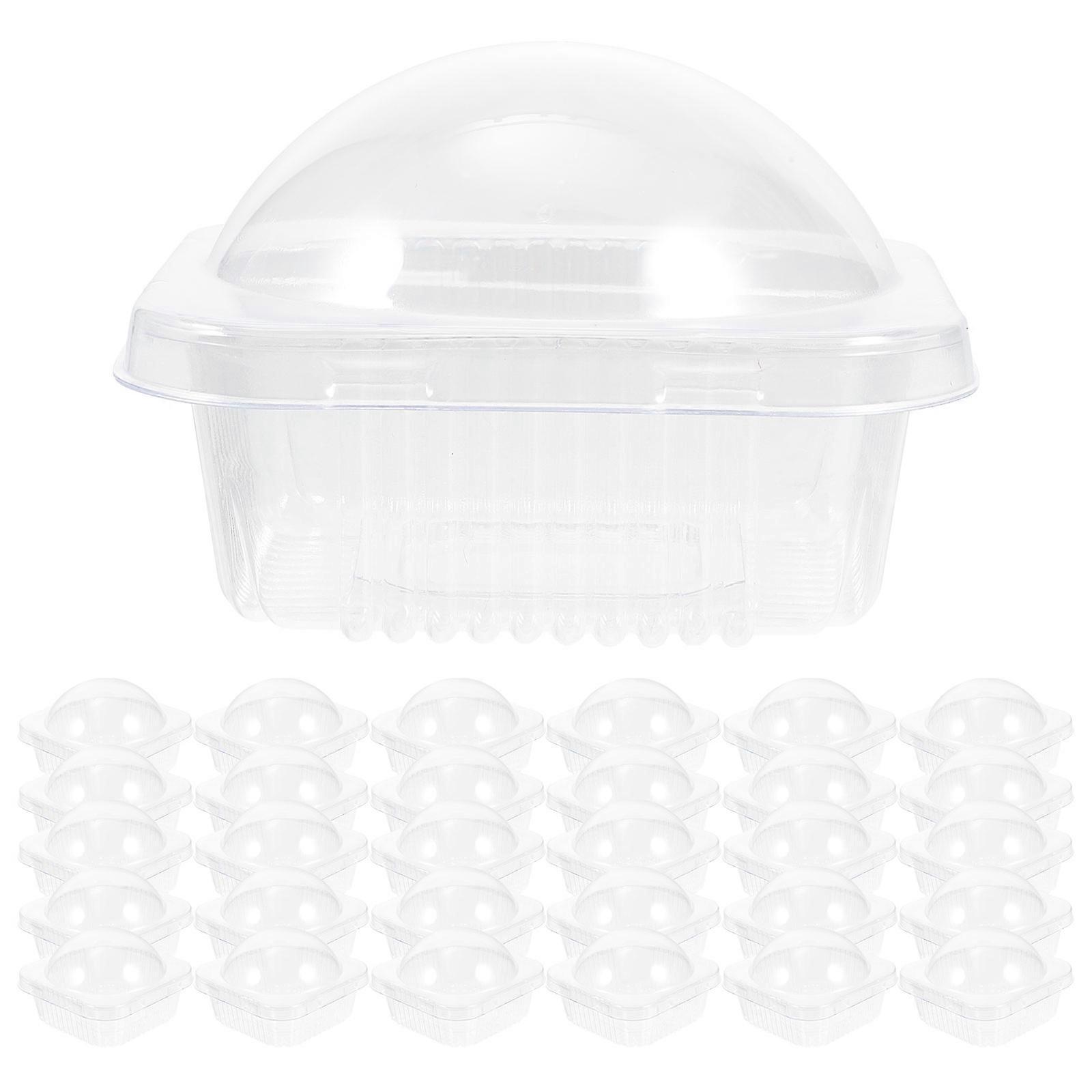 Cake Boxes Clear Lid Packaging Box Containers Reusable Plastic Elegant Design 7.5X7.5X5.5CM 50Pcs
