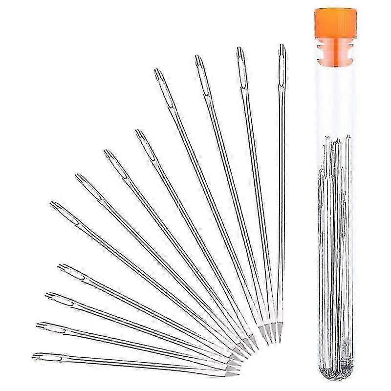 Aiguilles triangulaires prismatiques en cuir, aiguilles à gros chas, aiguilles à tricoter en fil d'acier, aiguilles à coudre, aiguilles à repriser, 12 pièces