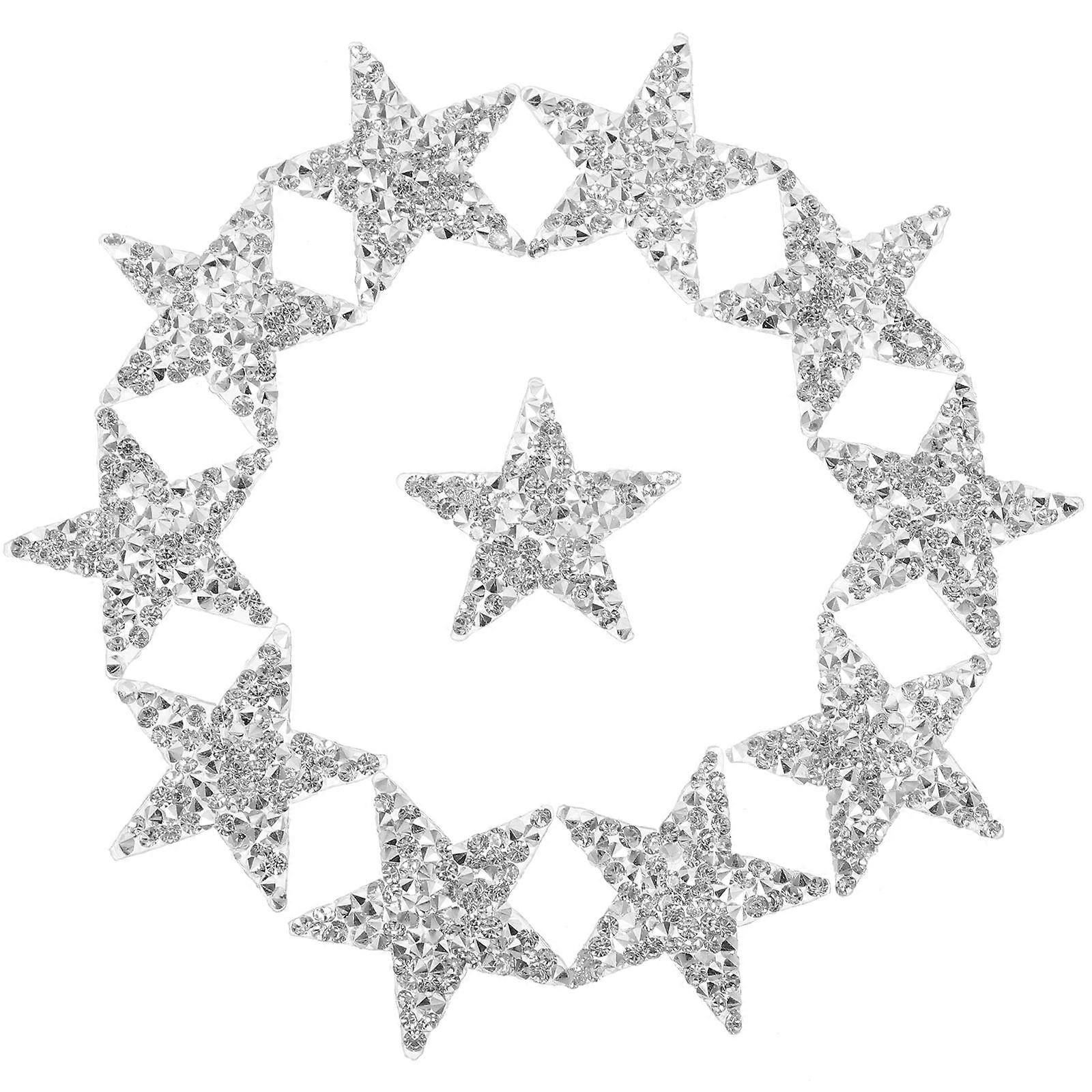 Garment Patch Multi-Function Embroidered Patches Silver Color Crystal Material Everyday Use Diy Projects 24Pcs