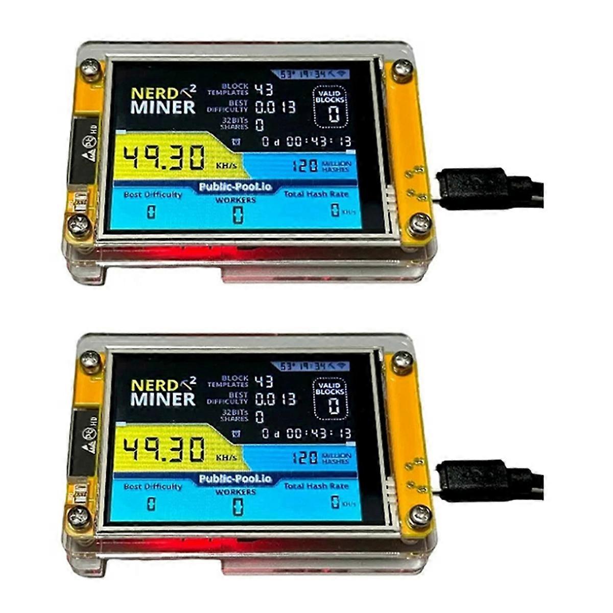 2X Nerdminer V3 2,8-Zoll-BTC-Solo-Lotterie-Nerd-Miner-Miner-Krypto-Solo-Mining-Maschine