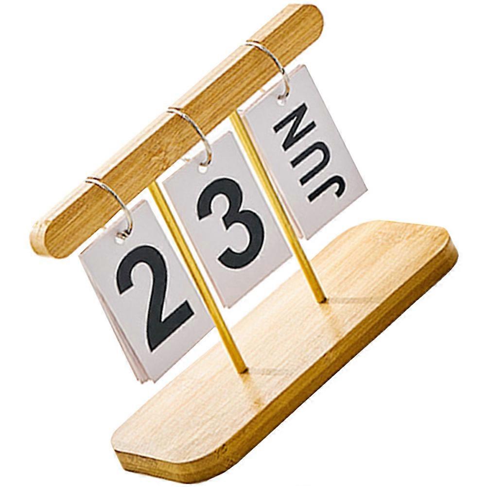 Desktop Calendar Reusable Desk Calendar Countdown Date Display Month Display Rectangular Blocks Light Brown 20.00X15.50X8.00CM 1Pack