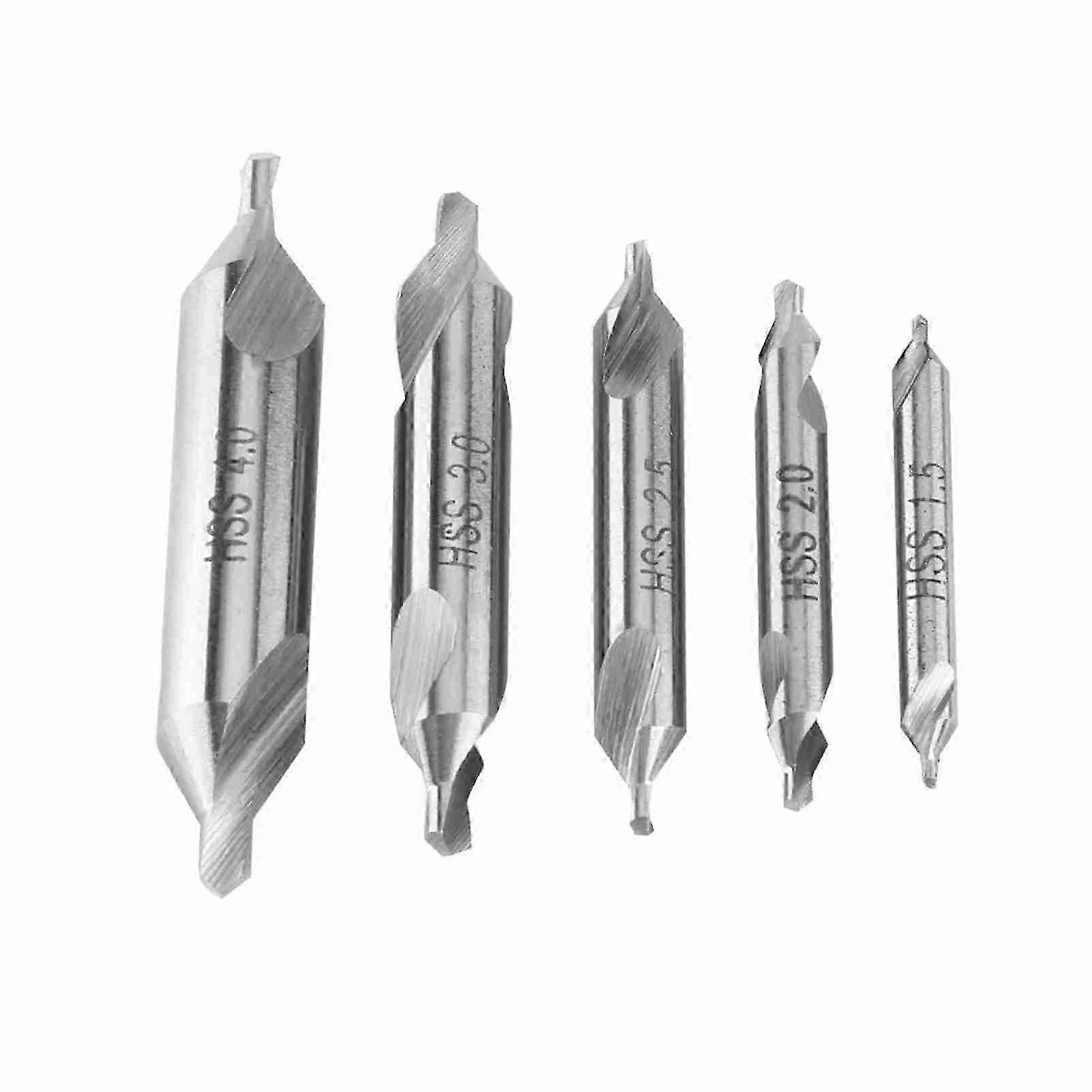 5pcs High Speed Steel Center Drill Bits Set 60 Degree Angle 1.5/2/2.5/3/4mm Suitable for Various Brands
