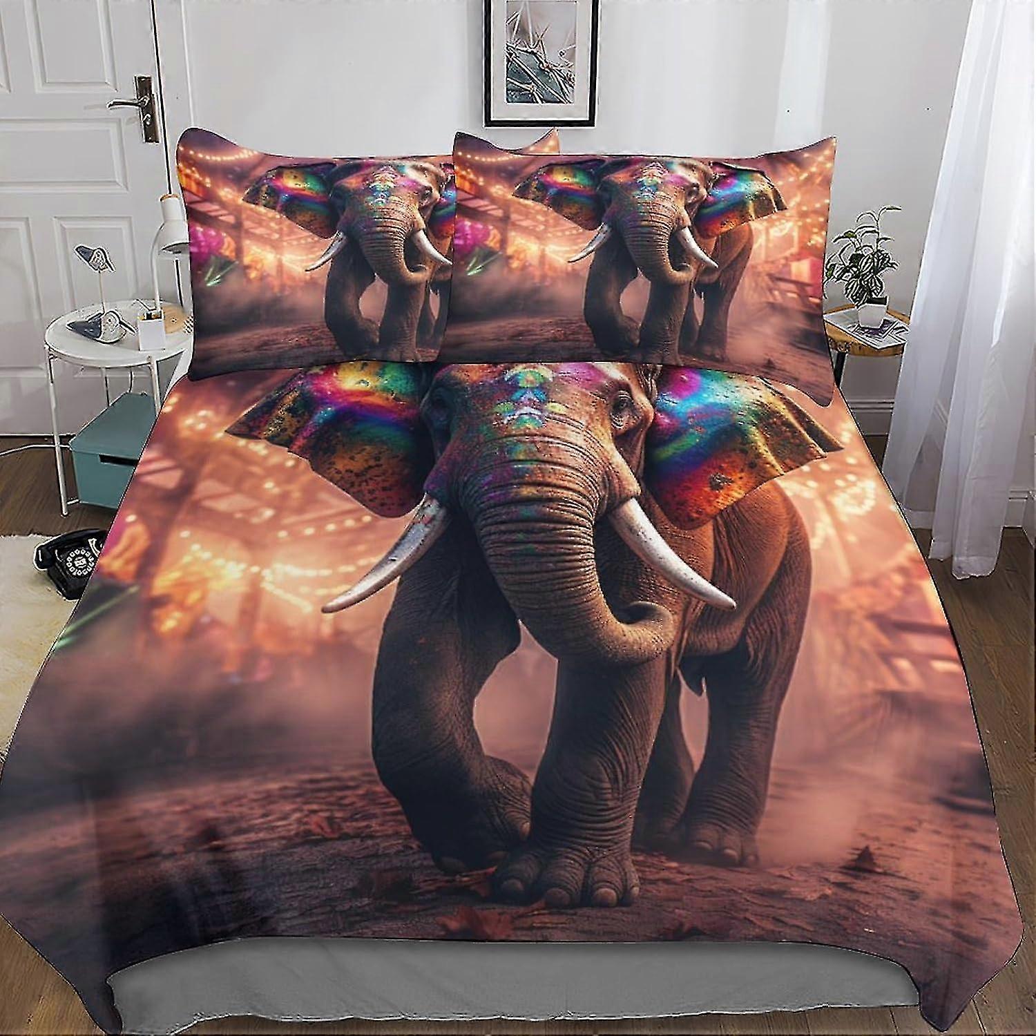 Elephant Bedding Set Duvet Cover Set for 3D Printed 3 Pieces Soft Breathable Creative Printing Comforter Cover Quilt Cover with Pillowcases