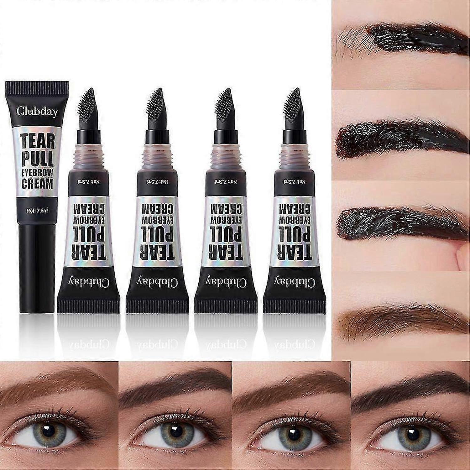 4Pcs Eyebrow Cream, Peel-off Long-lasting Volumizing Buildable Eyebrow Gel, Waterproof & Sweatproof Eyebrow Mascara for Creating Fuller Brows