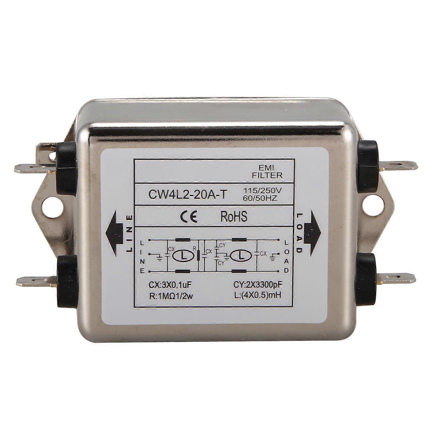 Power Filter CW4L2-20A-T Single Phase AC 115V / 250V 20A 50/60HZ