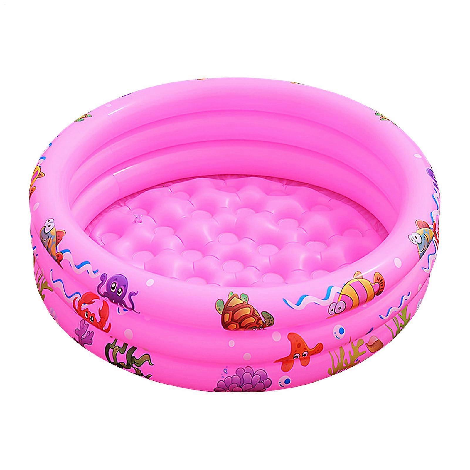 Paddle Pool for Children, Inflatable Pool, Round ThreeLayer, Quick Drainage Pink