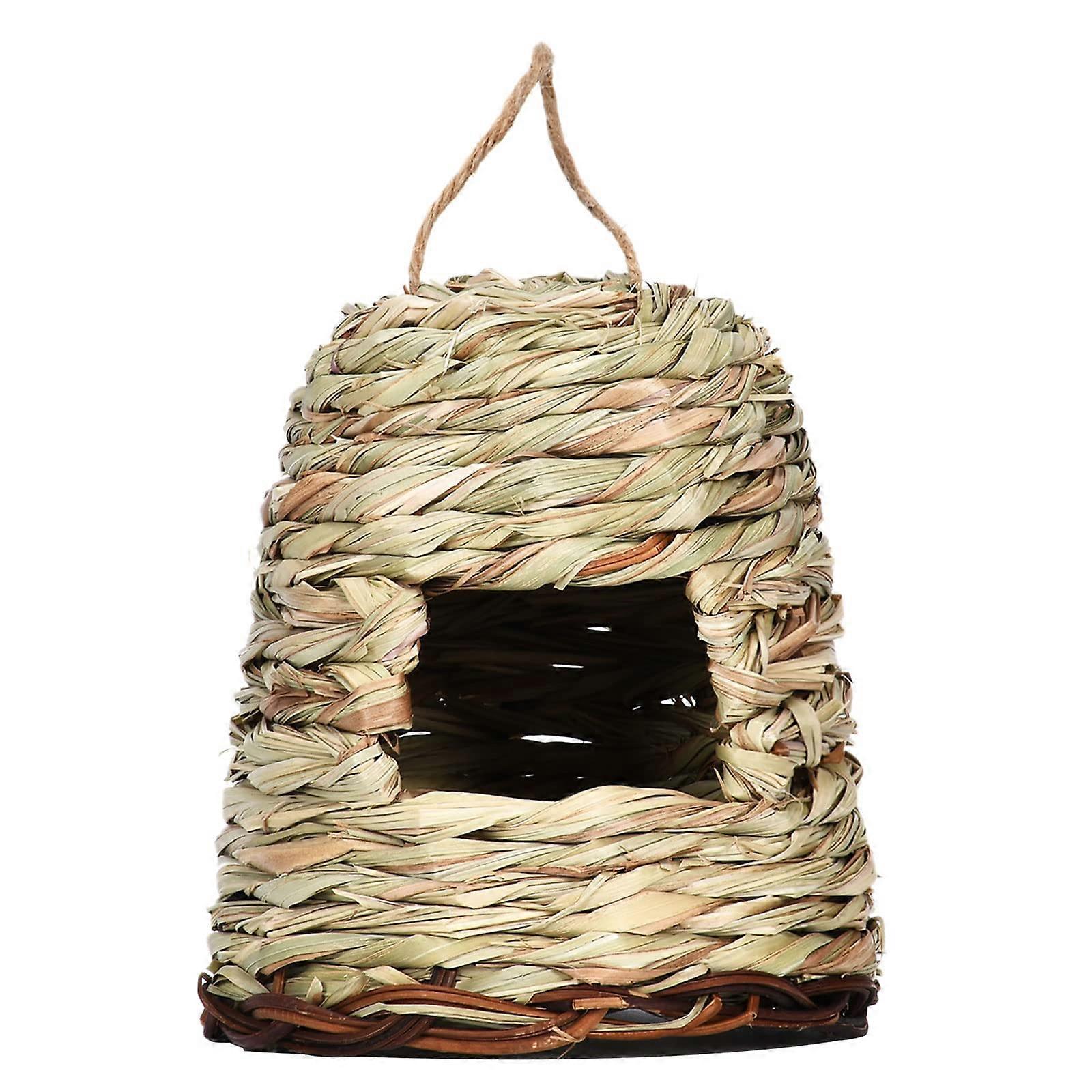 Bird Nest Grass Woven Bird House Small Natural Fiber Parrot Nest Hideaway for Swallows and Other Backyard Birds