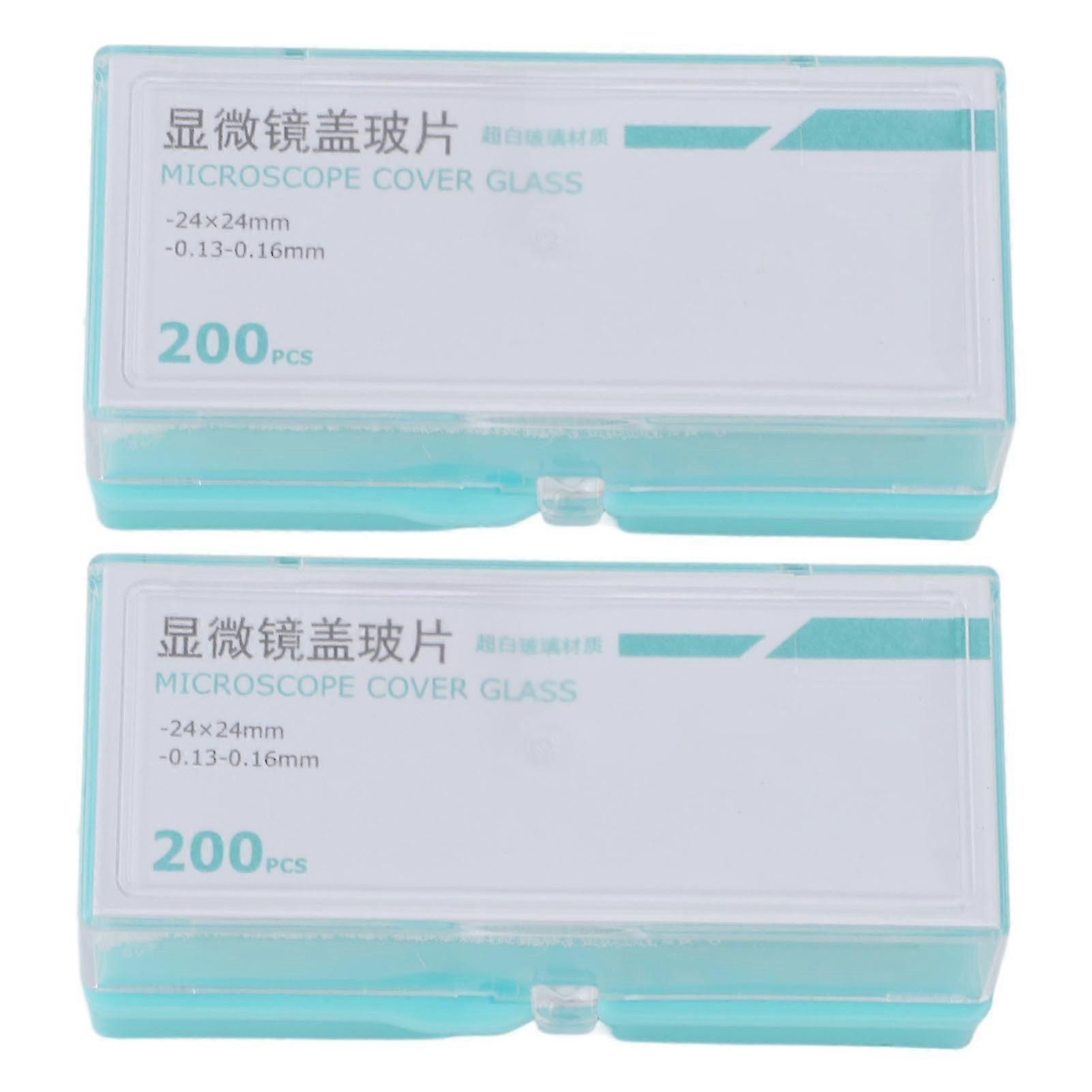 400Pcs Microscope Cover Slips Rounded Corner Square Blank Microscope Glass Cover Slides for Microscope 24 X 24mm