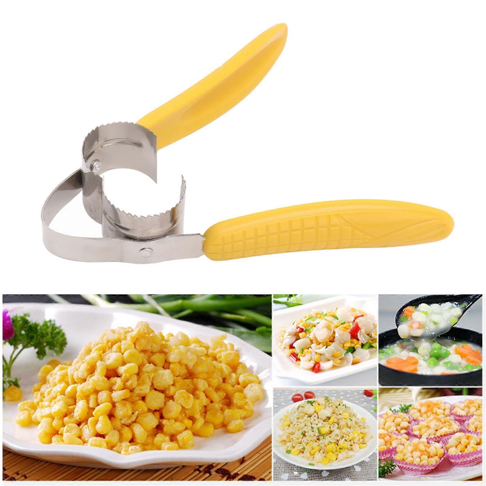 4PCS Corn Peeler Stainless Steel Corn Cob Stripper Tool with Corn Shape Plastic Handle for Kitchen 