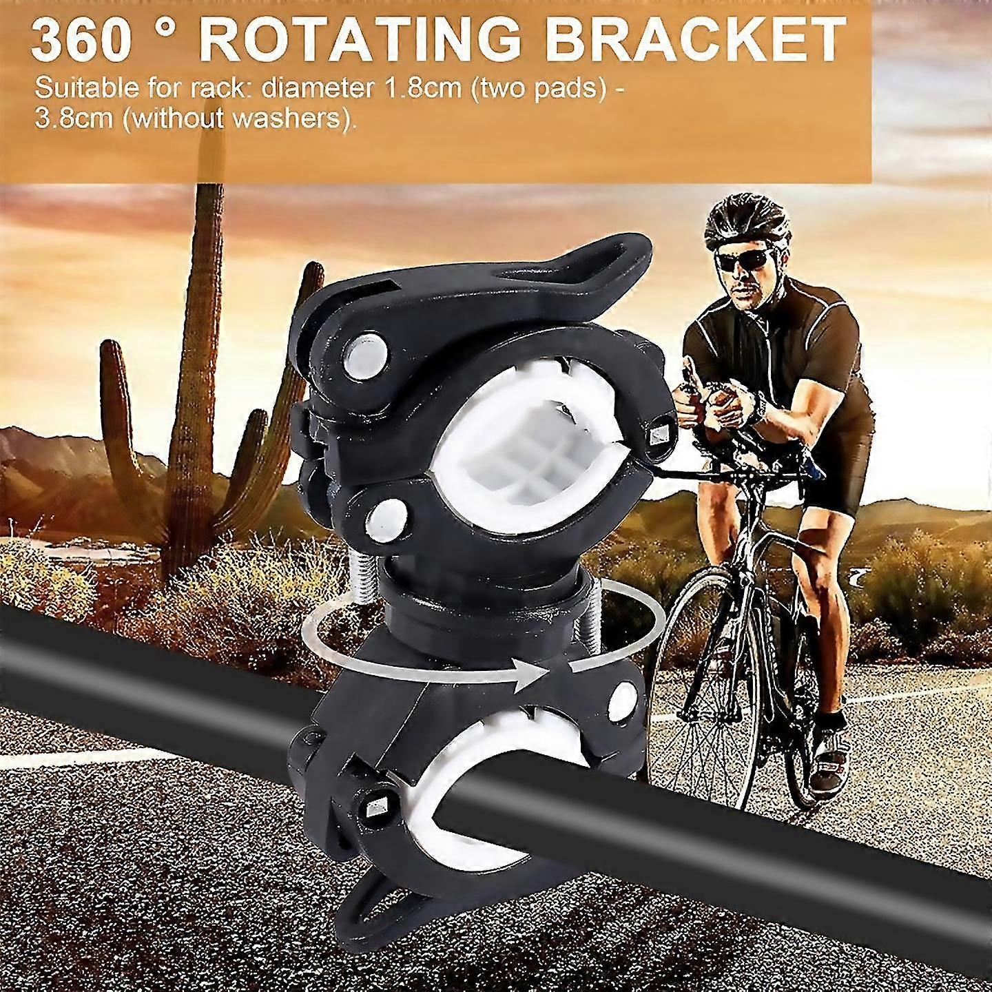 For 360 Degree Rotating Cycling Bike Light Double Bracket Black+white