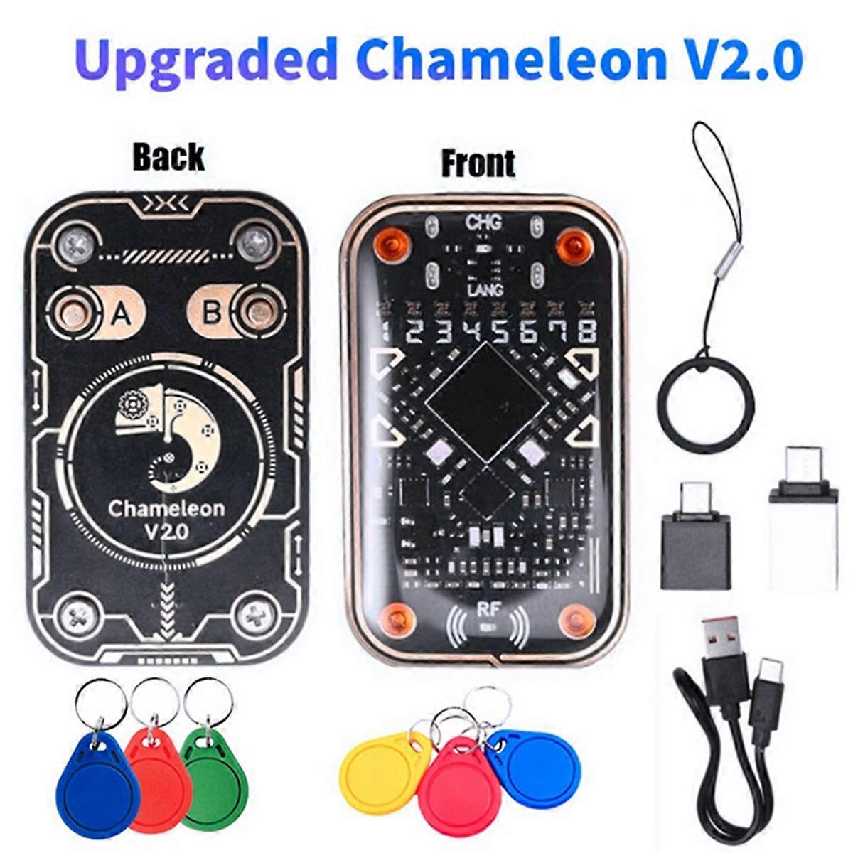 Chameleon V3.0 Lettore/scrittore RFID NFC – Emulatore 125kHz E 13.56MHz Con 8 Slot Per IC E ID, Incluse 4 UID E 3 CUID
