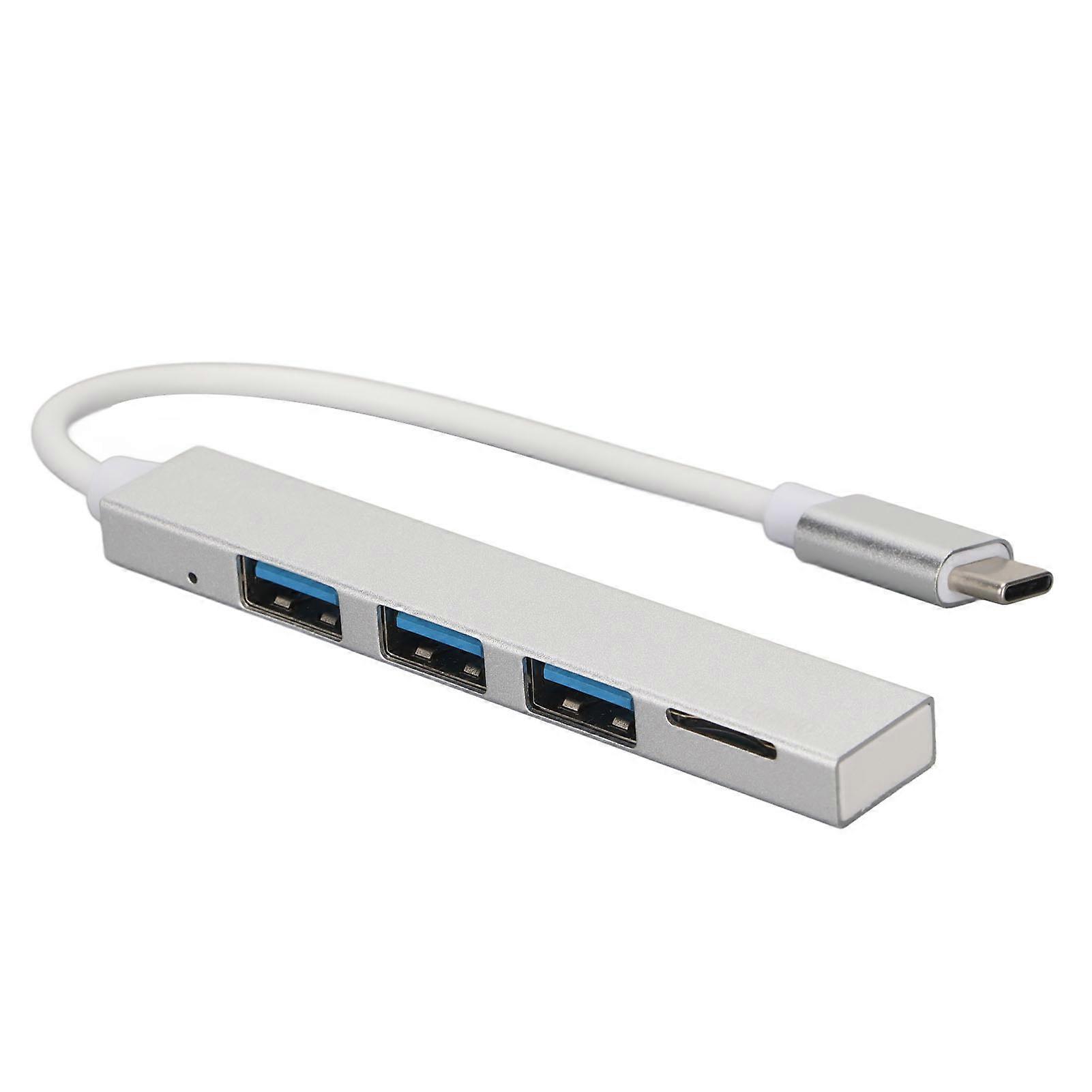 C Dock 4 in 1 C to USB 2.0 Storage Card Mini Portable Silver Type C Docking Station for Desktop Laptop