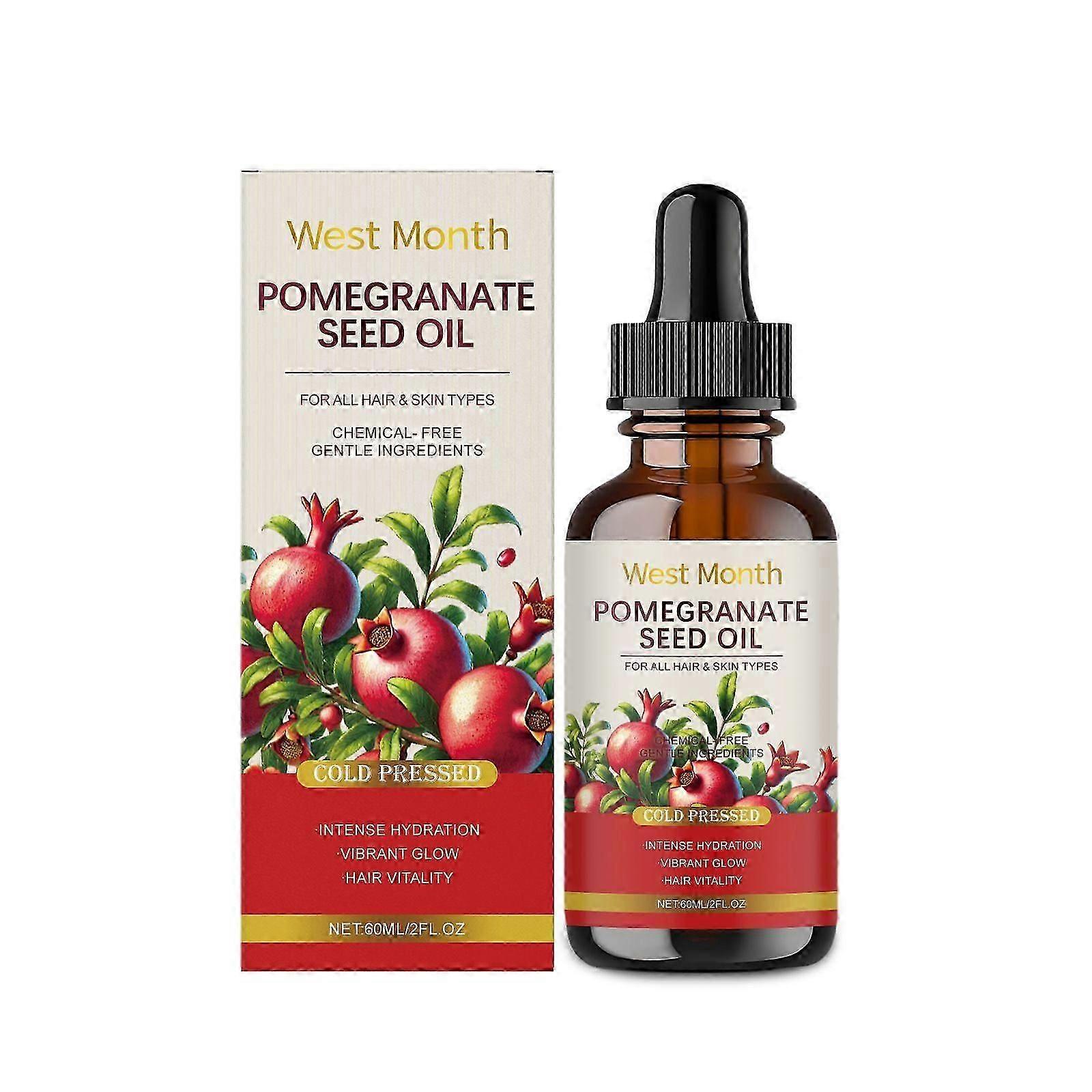 Pomegranate Seed Oil - 100% Pure Natural Cold-Pressed Pomegranate Seed Oil for Skin and Hair Care, Improves Skin Elasticity and Promotes Healthy Hair