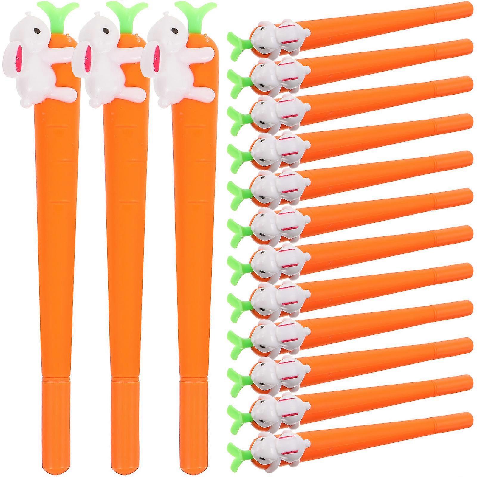15pcs Cute Rabbit Carrot Gel Ink Pens, Fine Tip Cartoon Writing Pens for School Office Use with Ergonomic Grip and Smooth Writing Performance
