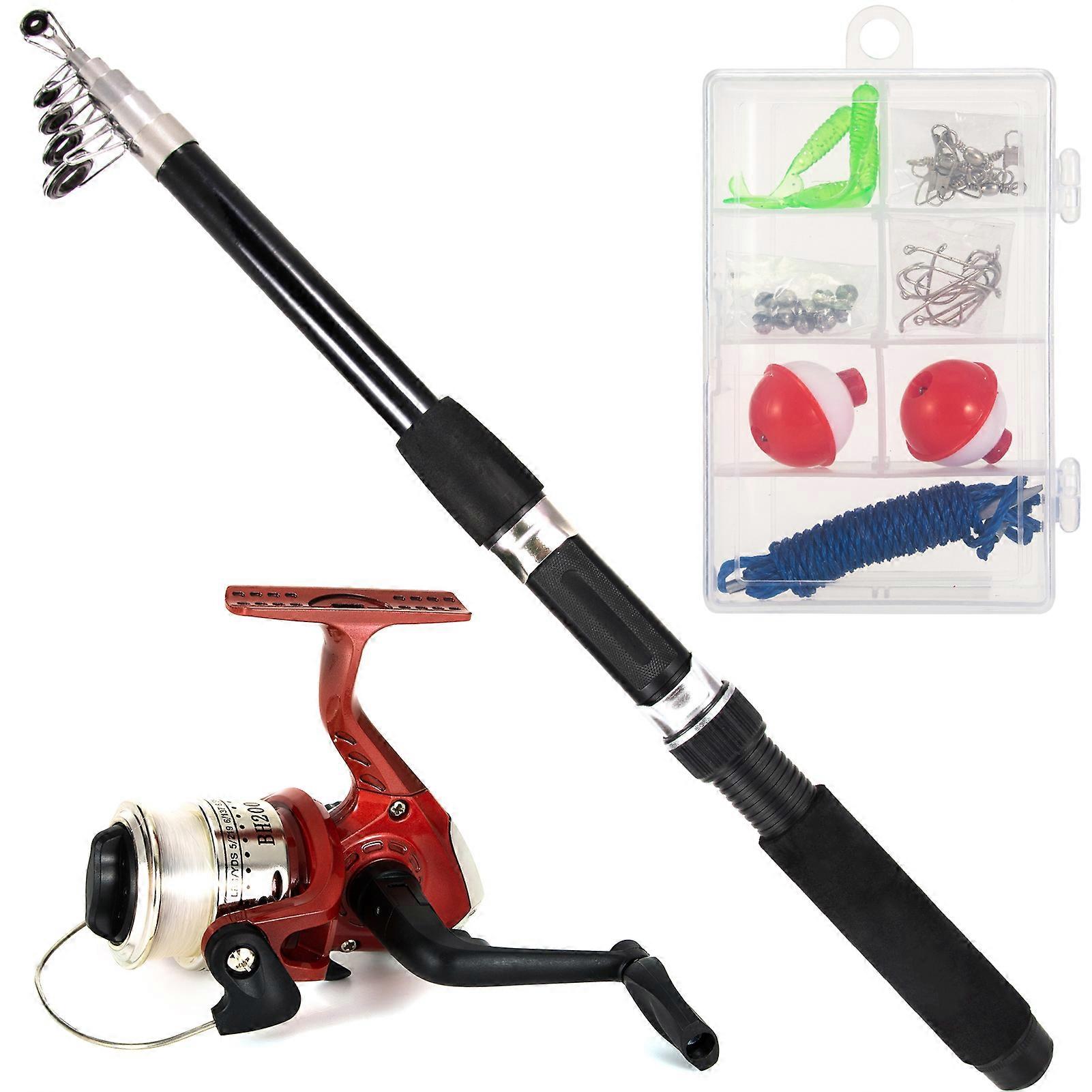 and Combo Carry Case 36pcs Tackle Set Telescopic Fishing Rod Pole with Spinning Reel Lures Float Hooks Accessories