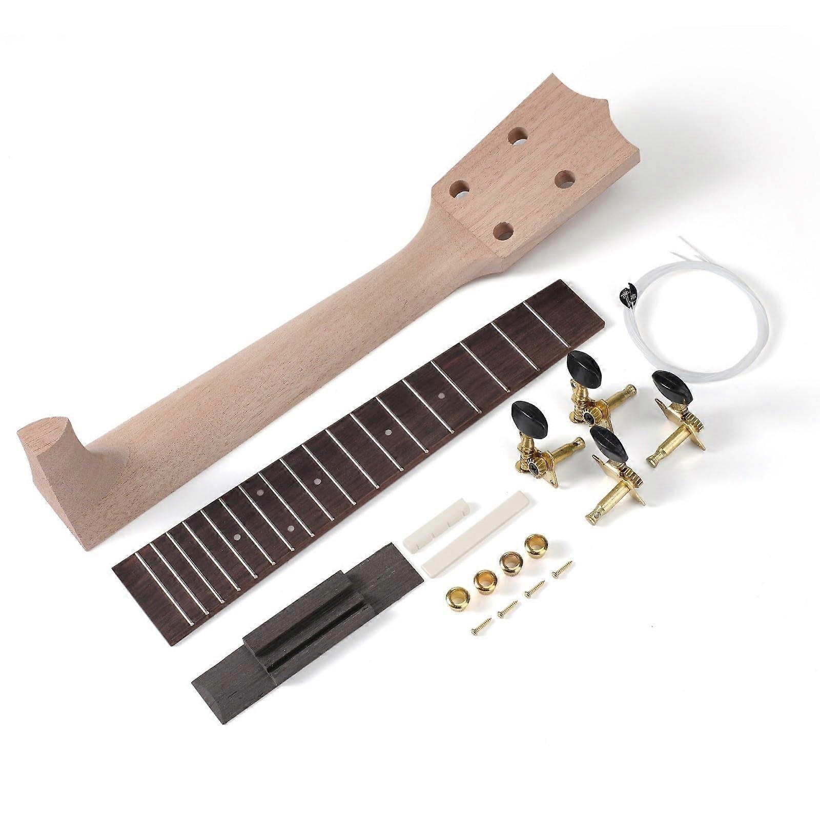 Ukulele Fingerboard 26-Inch Wooden Neck Fretboard Replacement Set, 1 Set, Fits Standard Ukulele Necks