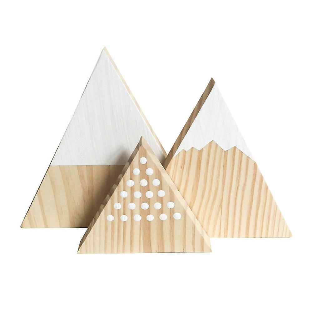 Simulation Mountain Ornament Modern Design Wooden Craft Office Decoration 3Pcs