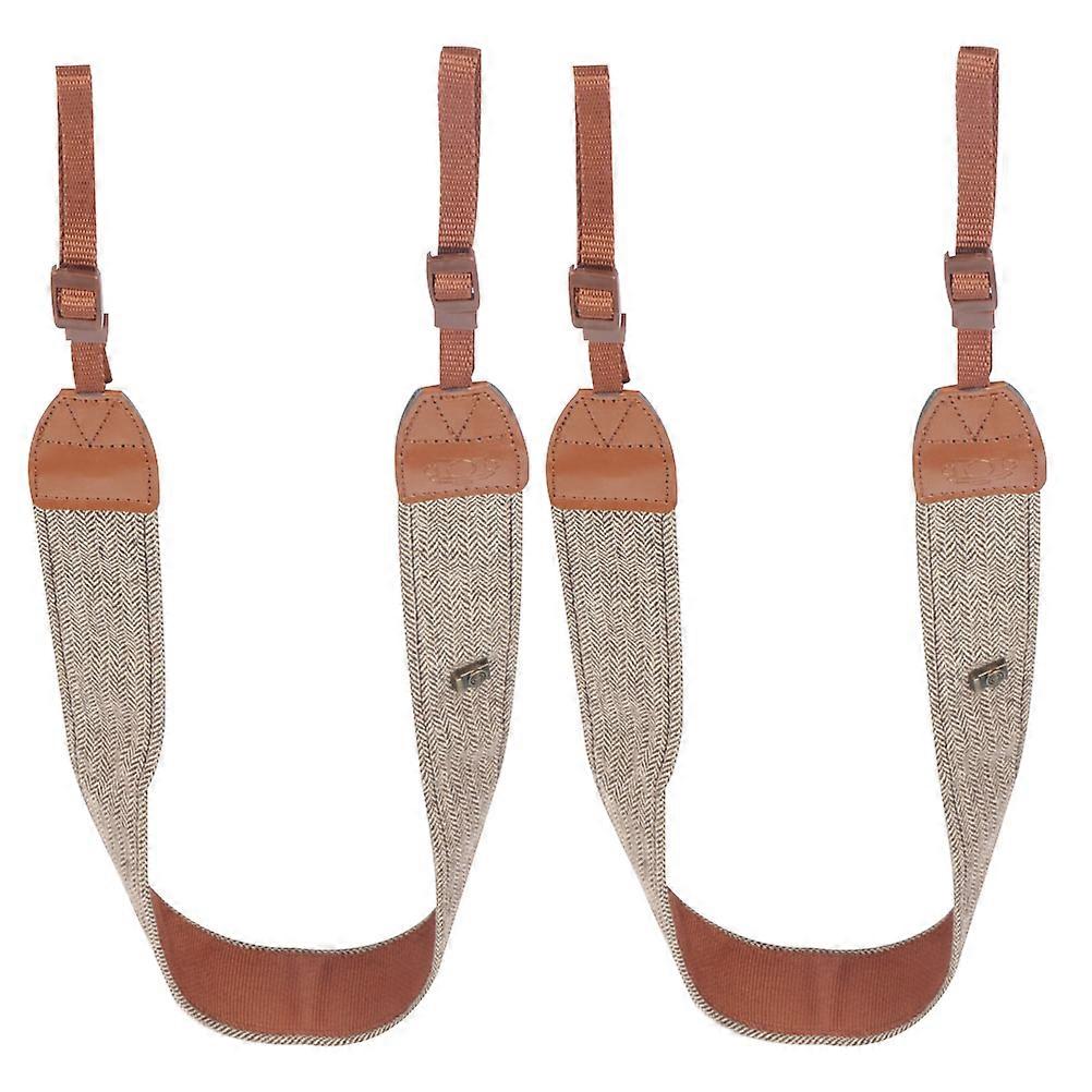Adjustable Camera Lanyard Comfortable Wear Flexible Use Camera Photography 70x3.5cm Brown 2Set