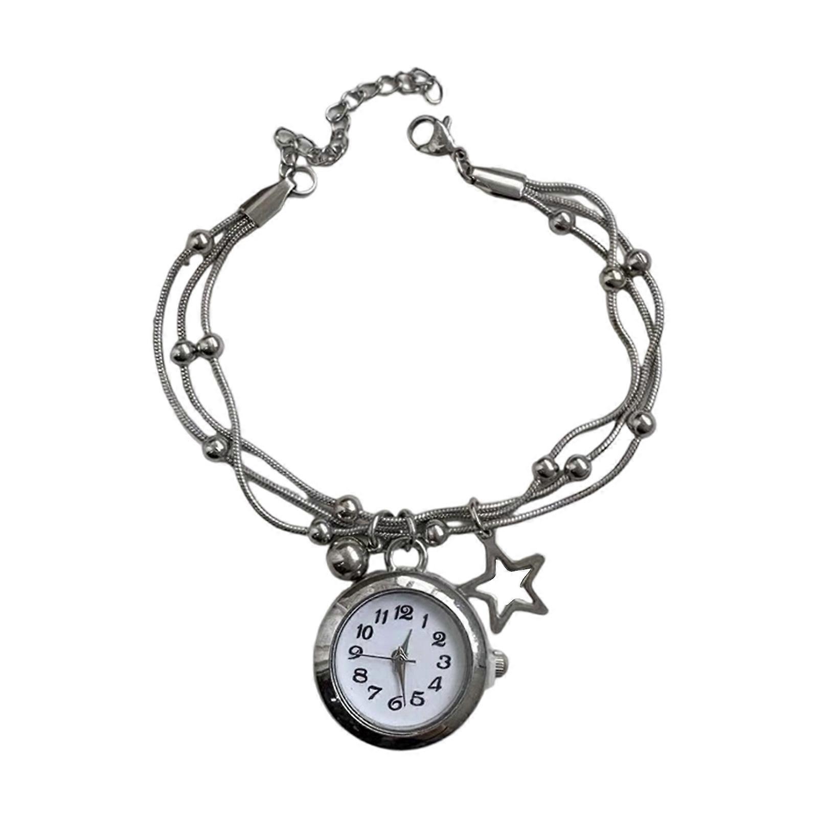 Stylish Alloy Fringe Chain Bracelet Featuring Classical Pocket Watch Design And Adjustable Clasp Stylish Tassels Bracelet  Silver