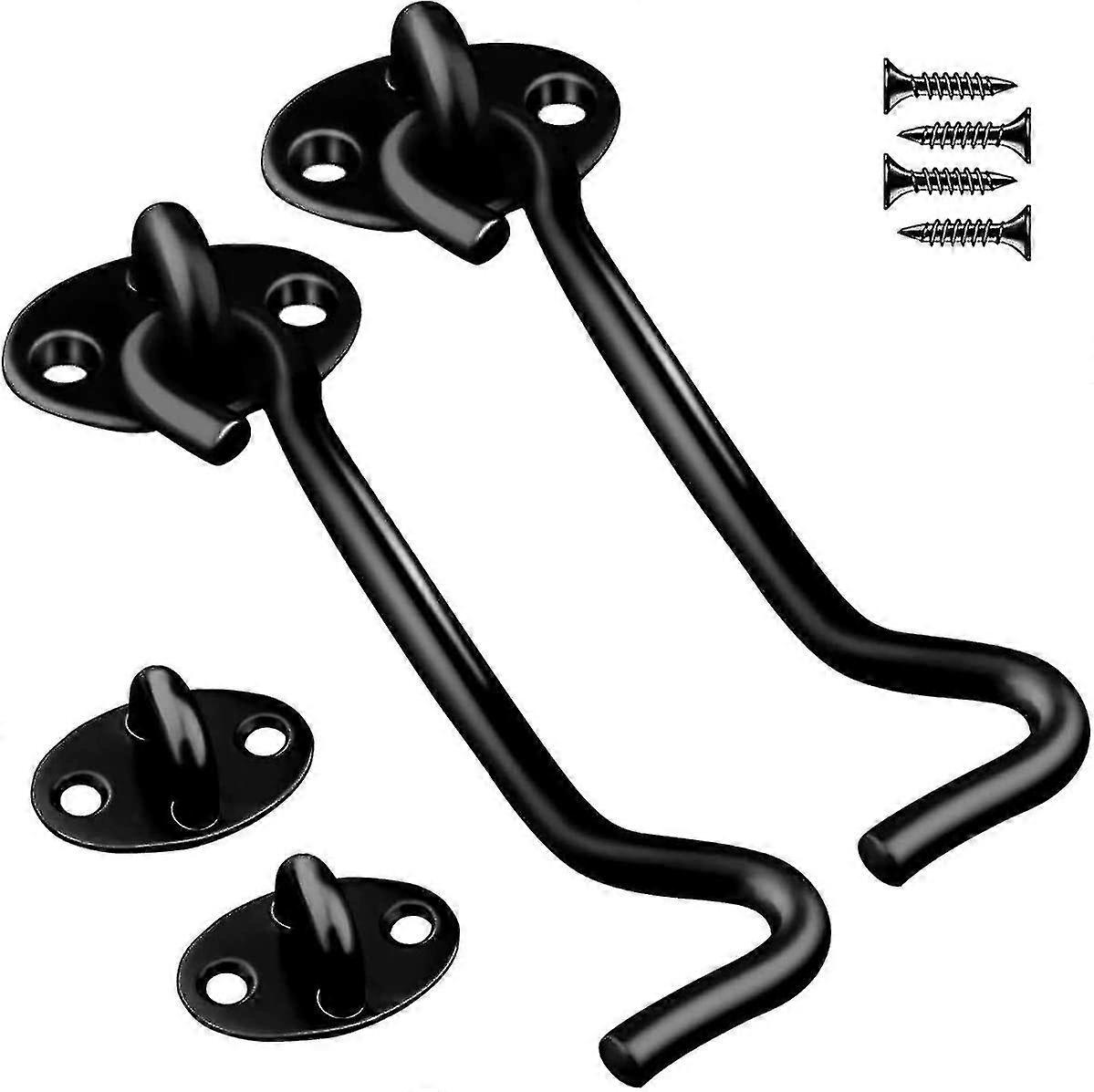 2 Pack Heavy Duty Gate Hook and Eye Latch Cabin Hook Suitable for Various Doors and Gates with Strong Durability