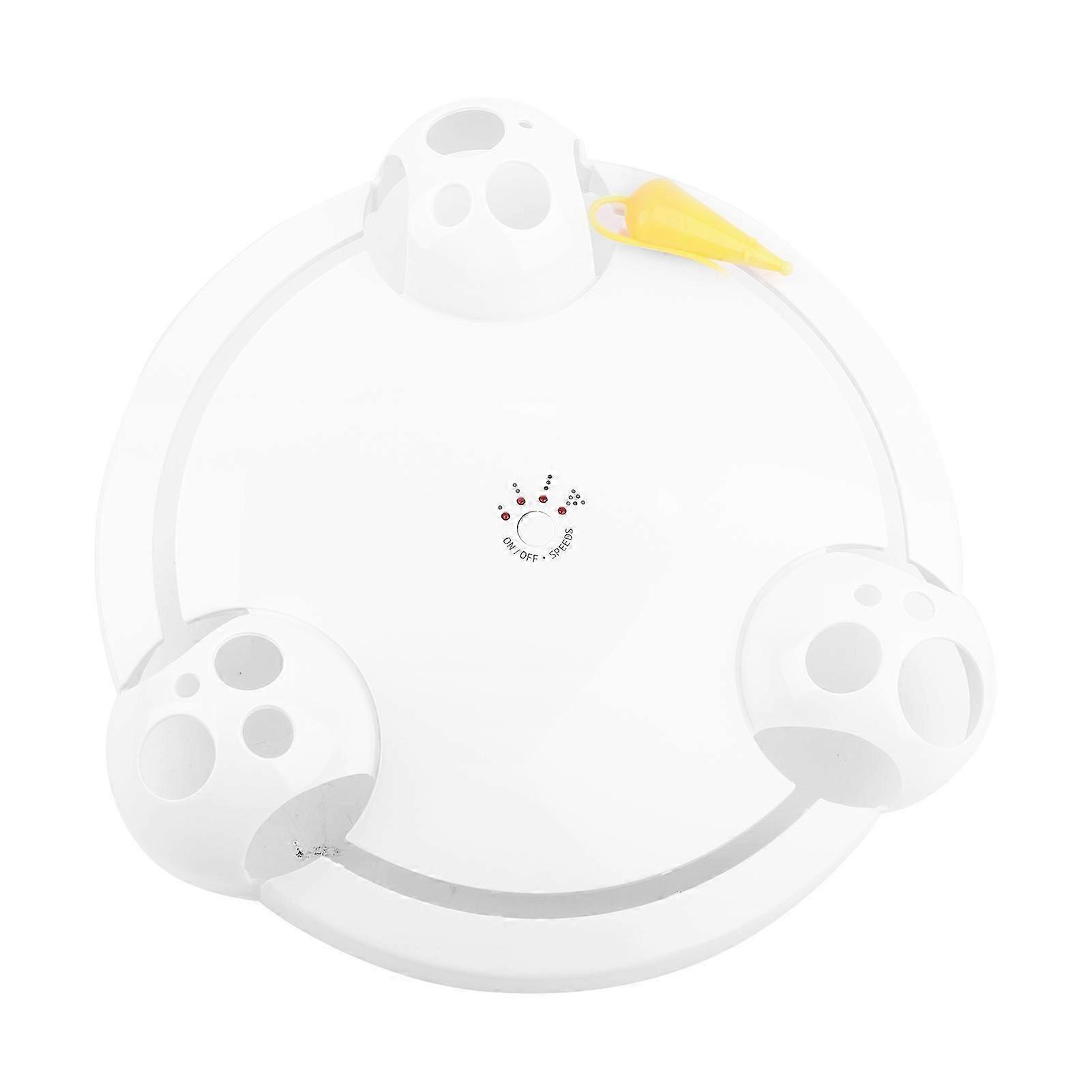 Automatic Turntable Electric Cat Toy Smart Teasing Game Spinning Turntable Cat Chasing Mouse Donut Shape White