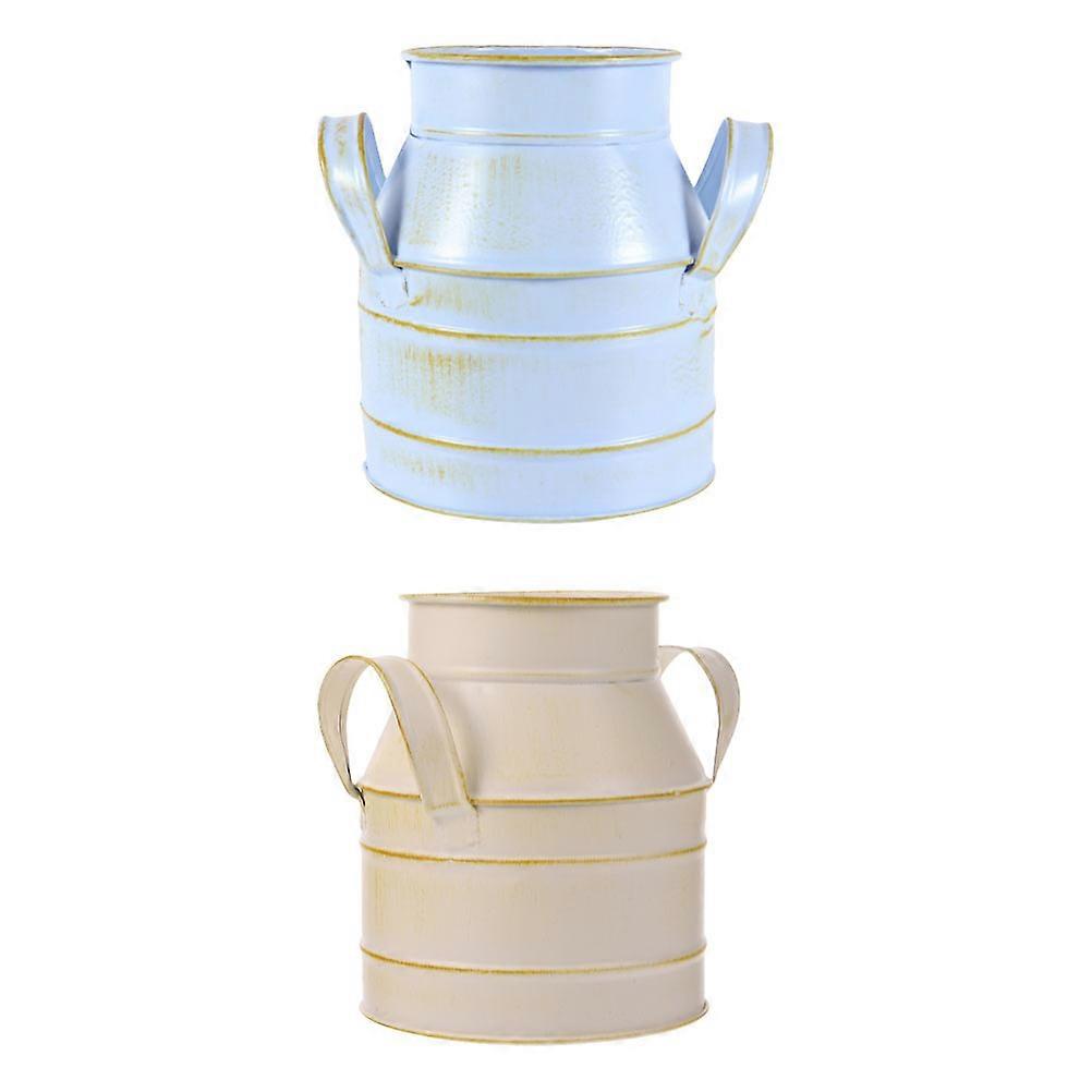 Iron Flower Stand Metal Planter With Handles Classic Design Flower Arrangement Teaching Storage Basin 2Set