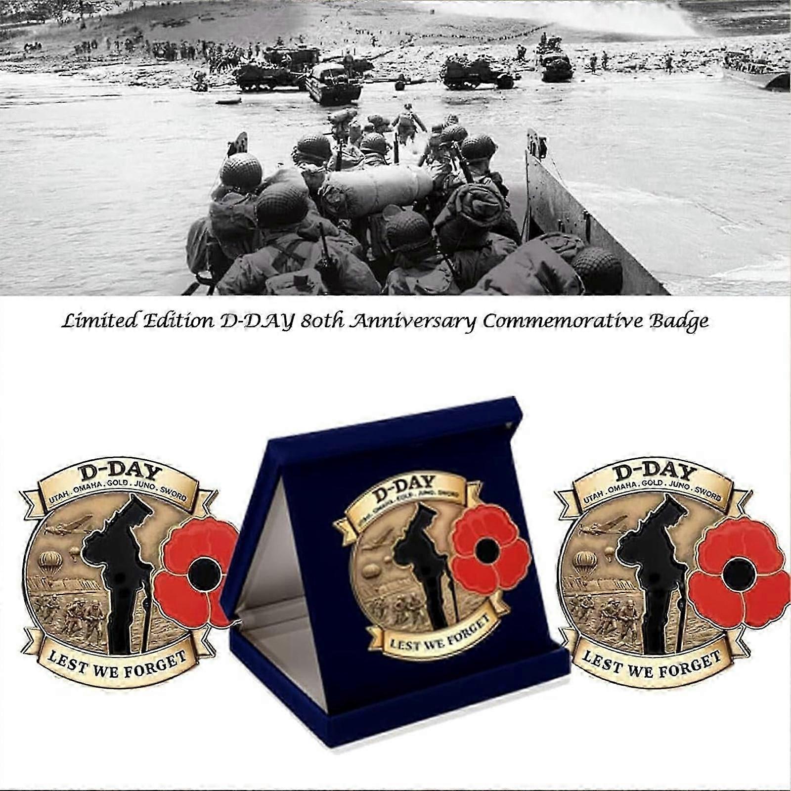 Limited Edition D-Day 80th Anniversary Commemorative Badge, 2024 New 80th Anniversary D-Day Badge, Battle of Normandy Enamel Lapel Pin, Medal of Unwav