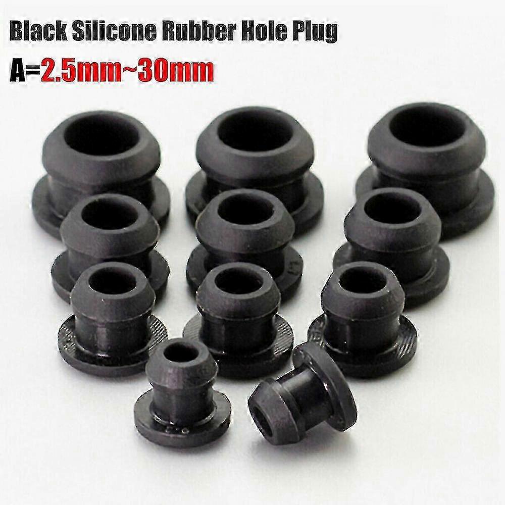 Rubber hole plugs for pipes 2.5mm-30mm black snap-on end caps