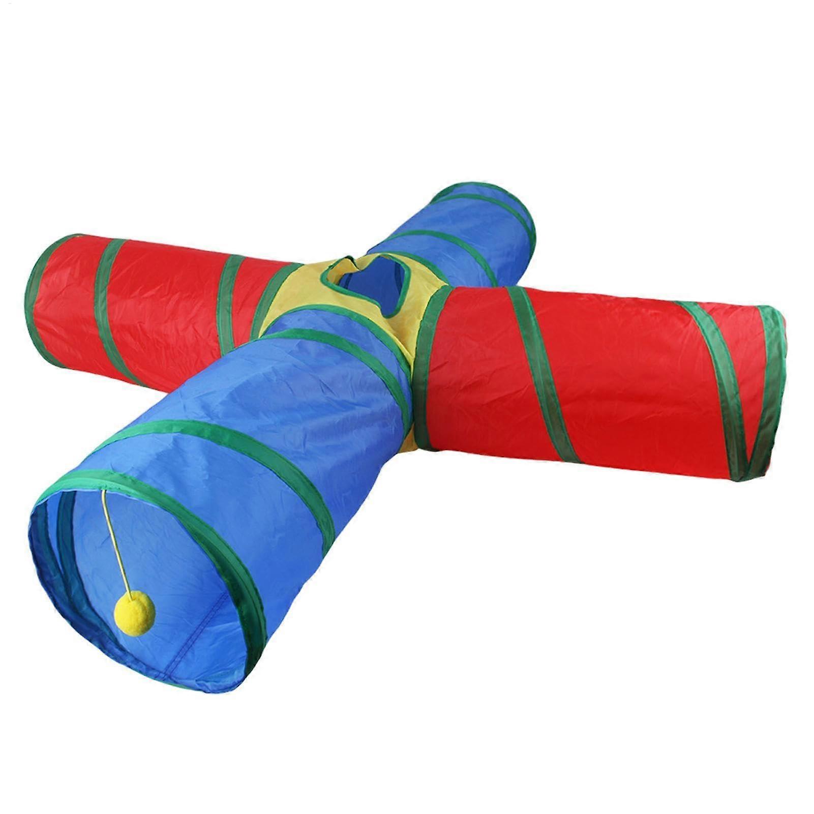 Tunnel for indoor cats, cat tunnel toy, 4way rainbow kitten foldable cat tunnel interactive pet toy portable pet supplies for ferrets and rabbits