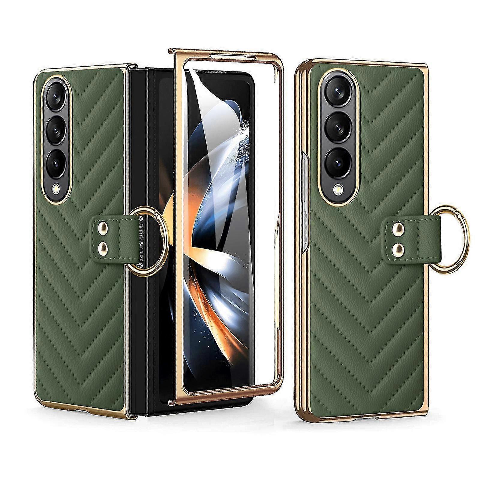Z Fold 5 Case with Ring Built in Screen Protector Heavy Duty Stand Phone Case for Samsung Galaxy Z Fold 5 5G Case Women Men