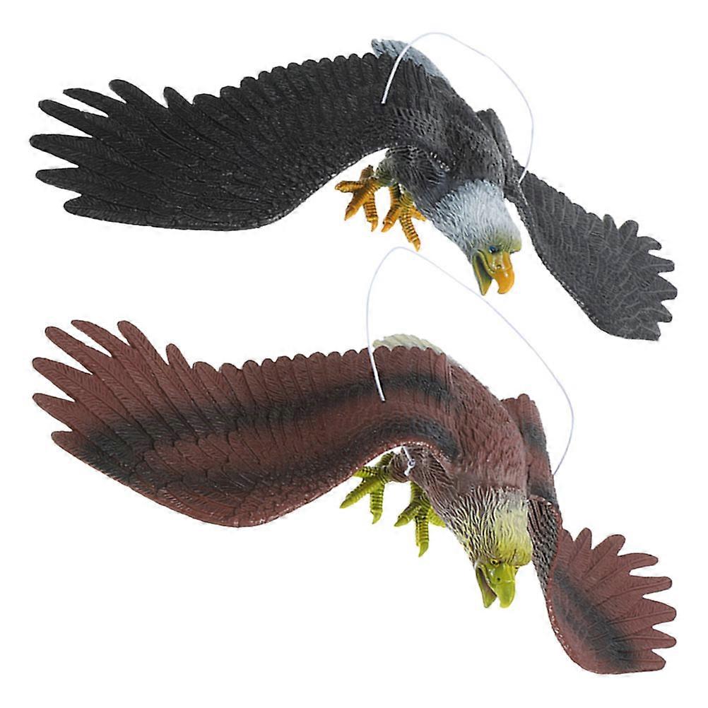 Plastic Bird Statue Realistic Eagle Ornament Eagle Model Home Decor Brown 4Pcs