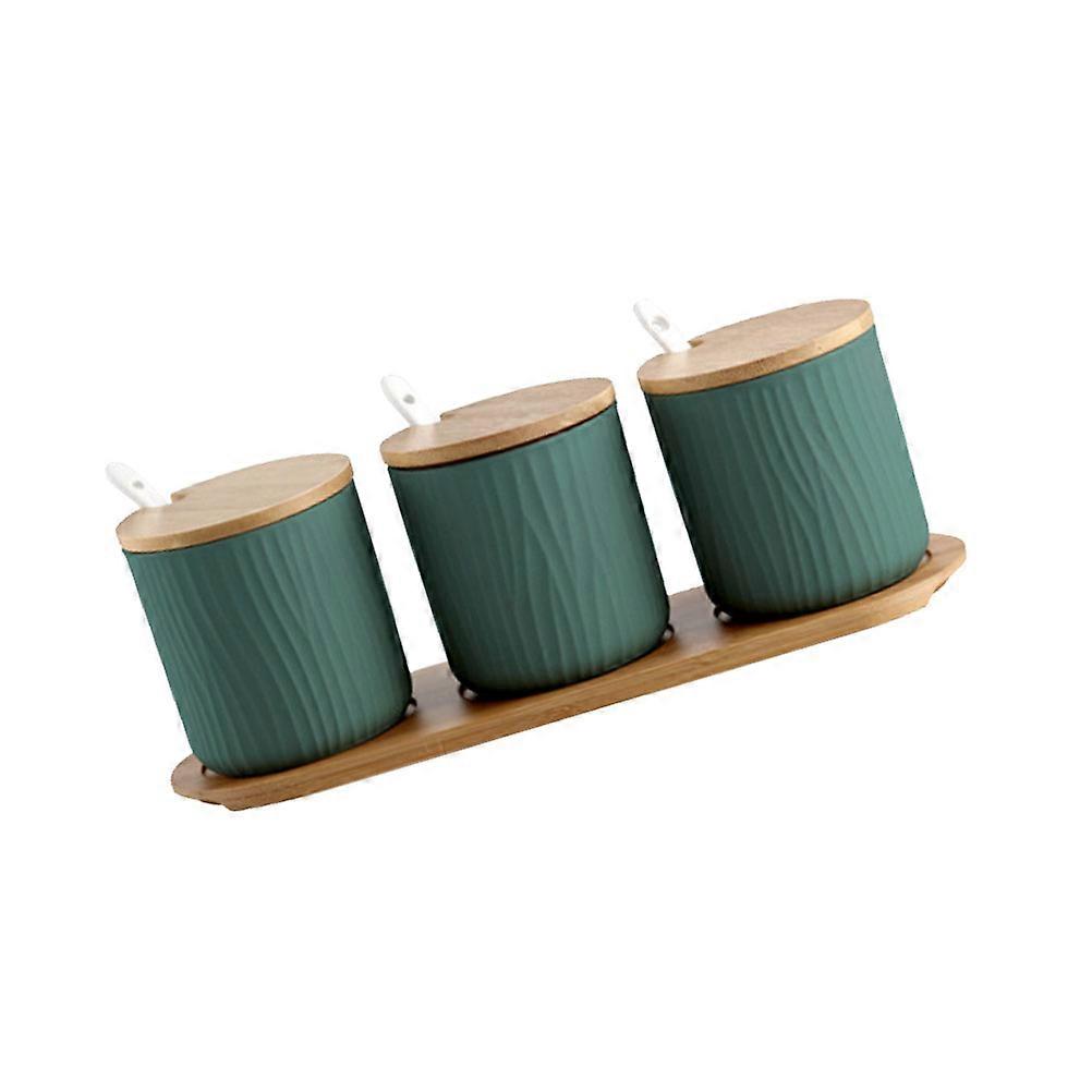 Green Ceramic Spice Jar Set for Kitchen Use 9 5x28 5cm