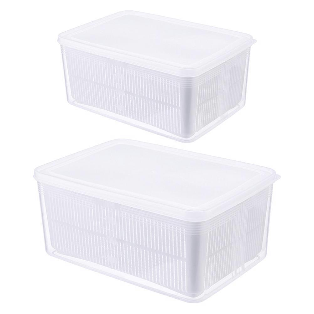 Cutie de drenaj pentru fructe Recipiente pentru alimente Curățarea frigiderului 9.1×6.5×4.1in Containere de depozitare etanșe 2Buc